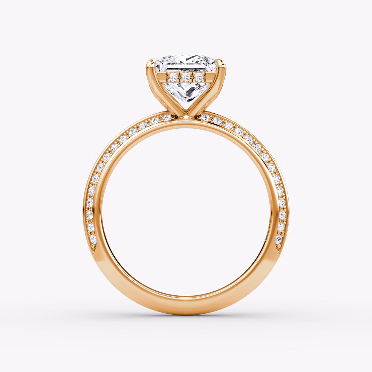 Knife-Edge | Princess | 14k | Roségold | bandAccent: Mit Pavé-Besatz | hiddenHalo: yes | diamondOrientation: vertical | caratWeight: other