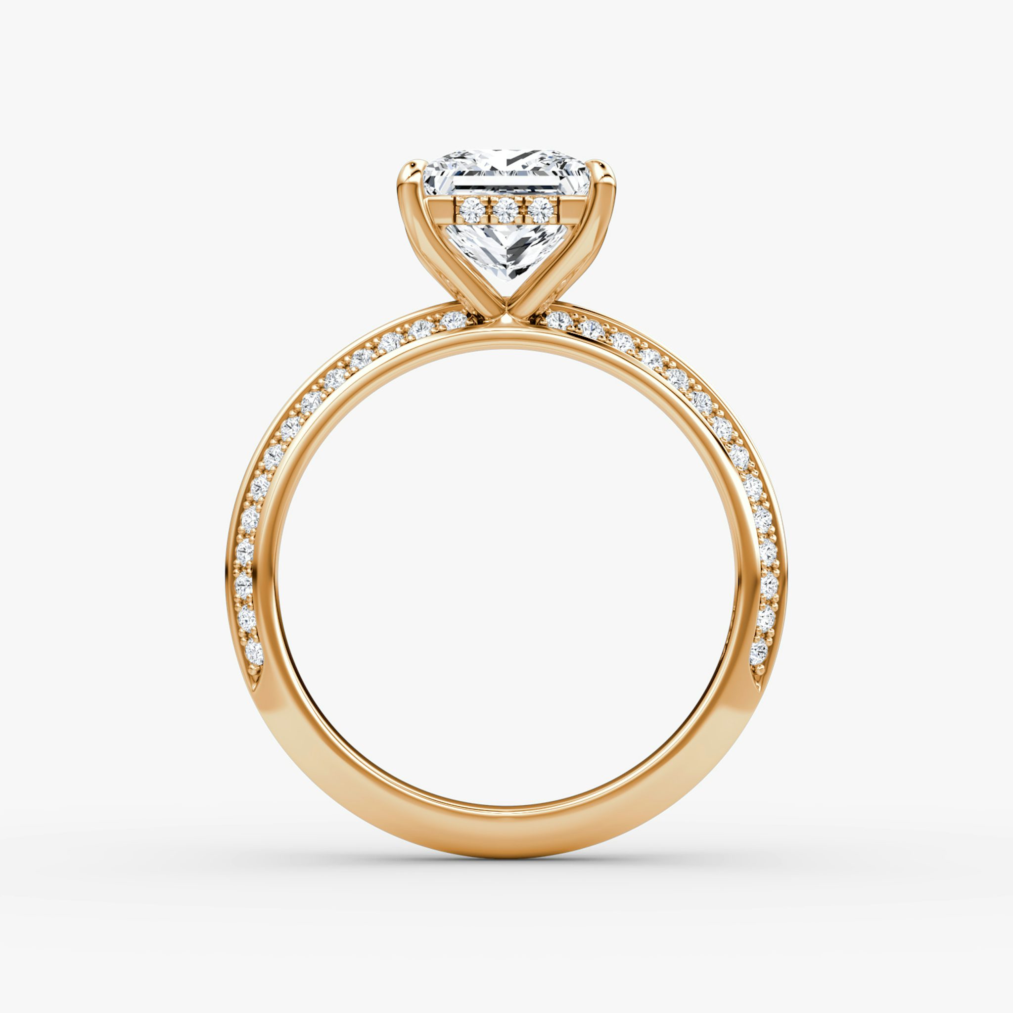 The Knife-Edge | Princess | 14k | Rose Gold | bandAccent: Pavé | hiddenHalo: yes | diamondOrientation: vertical | caratWeight: other