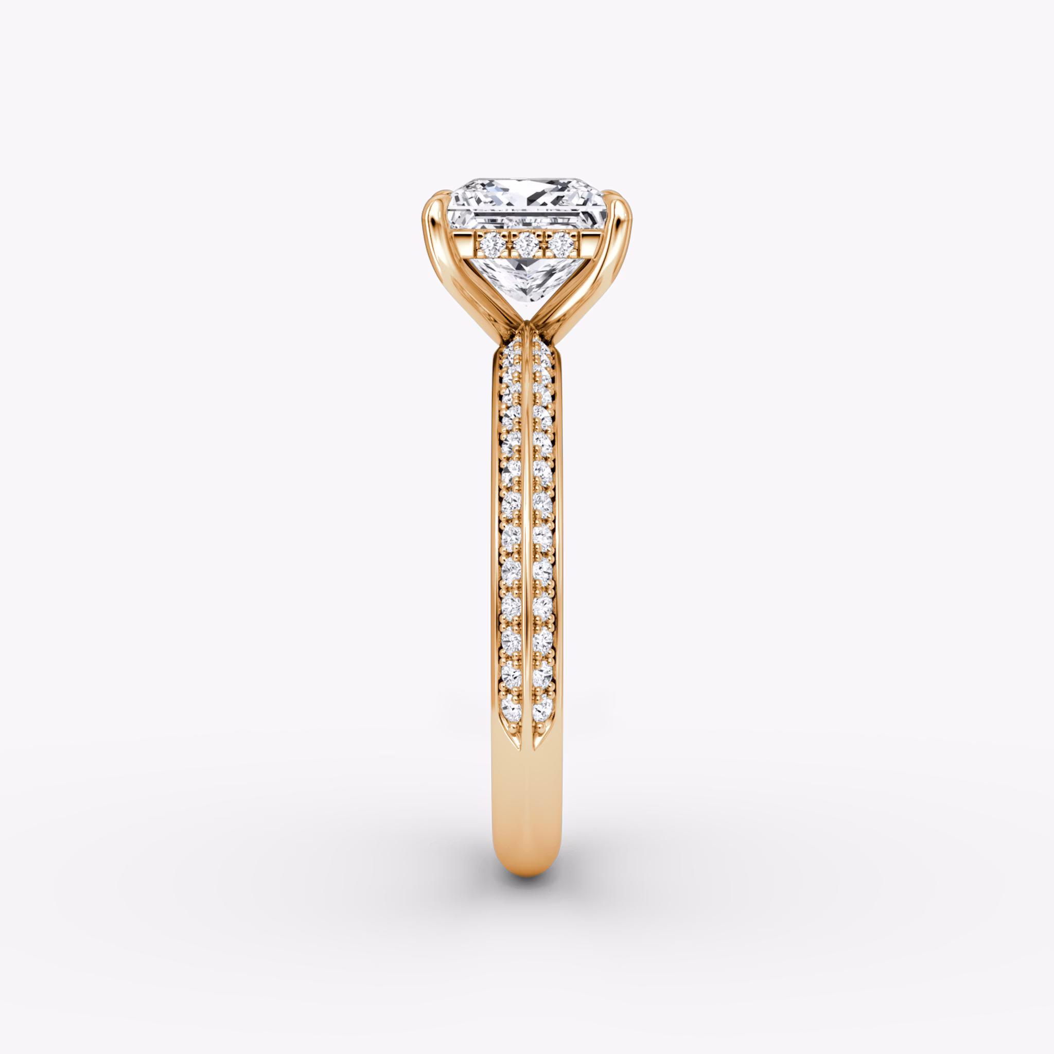 The Knife-Edge | Princess | 14k | Rose Gold | bandAccent: Pavé | hiddenHalo: yes | diamondOrientation: vertical | caratWeight: other