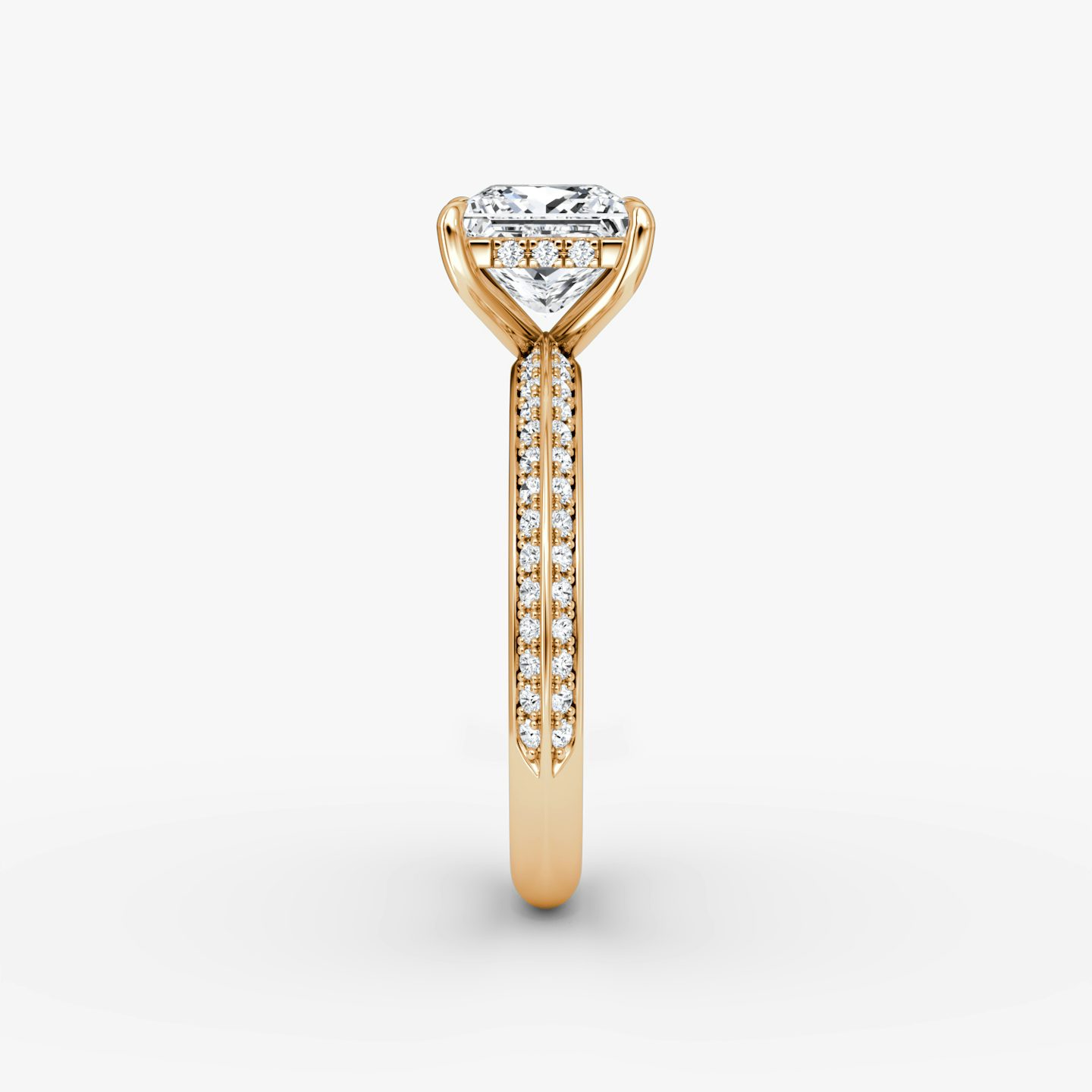 The Knife-Edge | Princess | 14k | Rose Gold | bandAccent: Pavé | hiddenHalo: yes | diamondOrientation: vertical | caratWeight: other