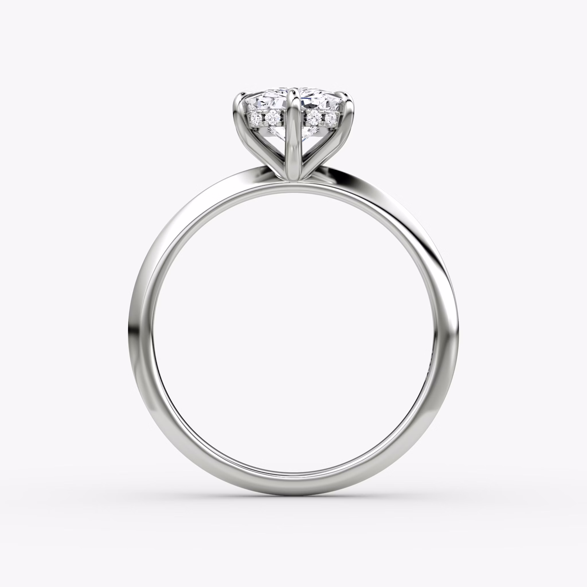 The Knife-Edge | Radiant | 18k | White Gold | bandAccent: Plain | hiddenHalo: yes | diamondOrientation: vertical | caratWeight: other