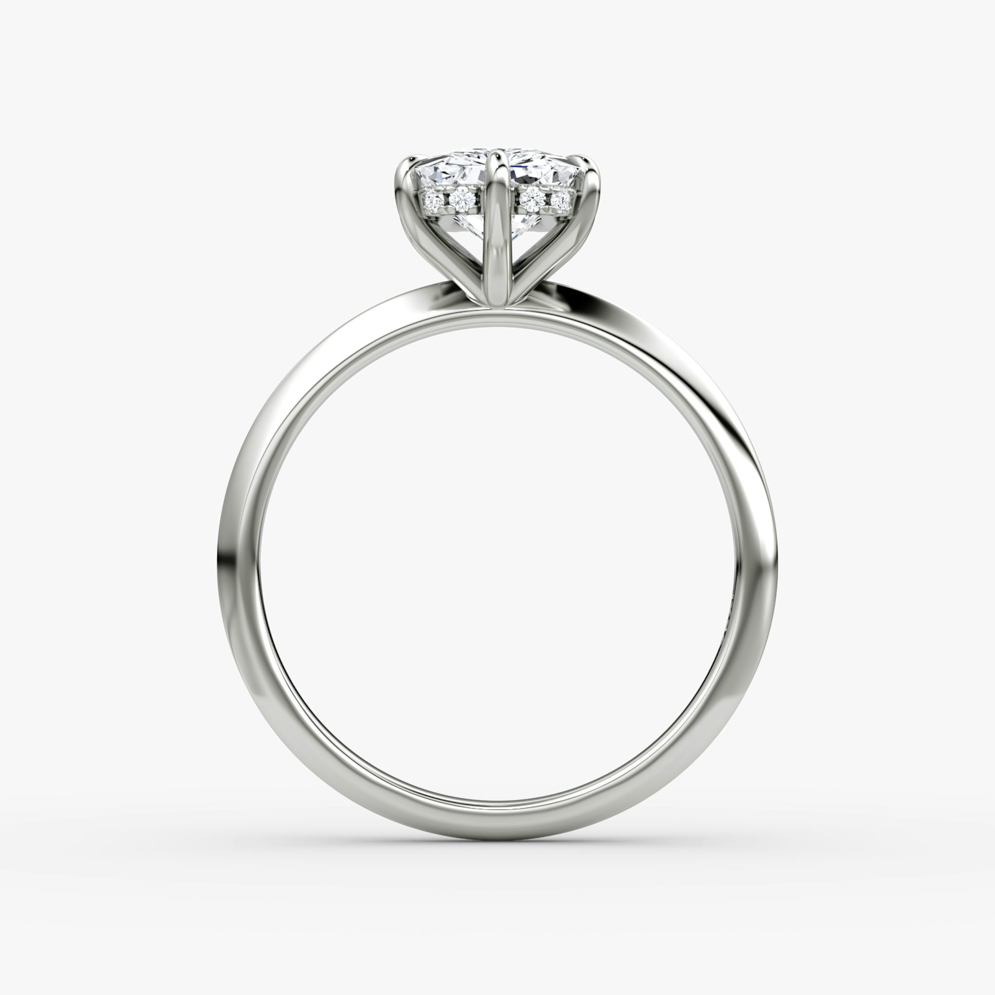 The Knife-Edge | Radiant | 18k | White Gold | bandAccent: Plain | hiddenHalo: yes | diamondOrientation: vertical | caratWeight: other