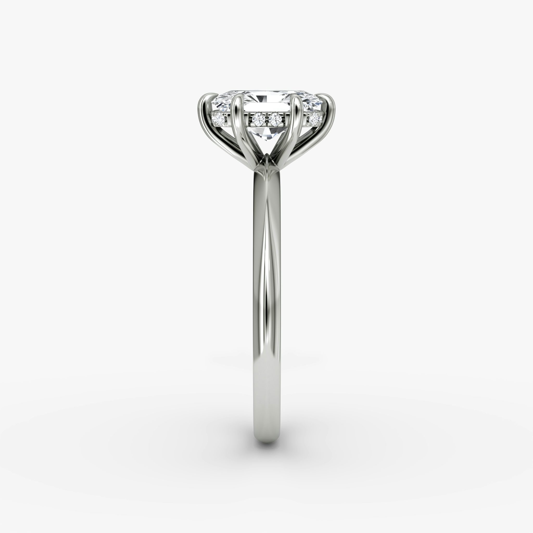 The Knife-Edge | Radiant | 18k | White Gold | bandAccent: Plain | hiddenHalo: yes | diamondOrientation: vertical | caratWeight: other