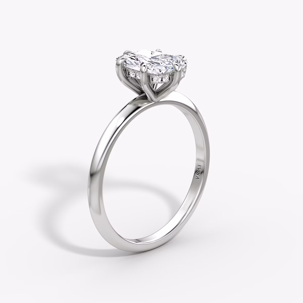 The Knife-Edge | Radiant | 18k | White Gold | bandAccent: Plain | hiddenHalo: yes | diamondOrientation: vertical | caratWeight: other