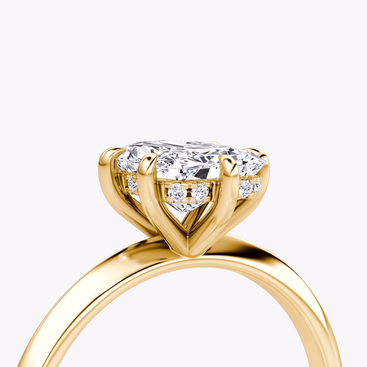 The Knife-Edge | Radiant | 18k | Yellow Gold | bandAccent: Plain | hiddenHalo: yes | diamondOrientation: vertical | caratWeight: other
