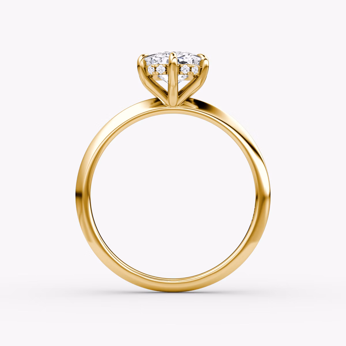 The Knife-Edge | Radiant | 18k | Yellow Gold | bandAccent: Plain | hiddenHalo: yes | diamondOrientation: vertical | caratWeight: other