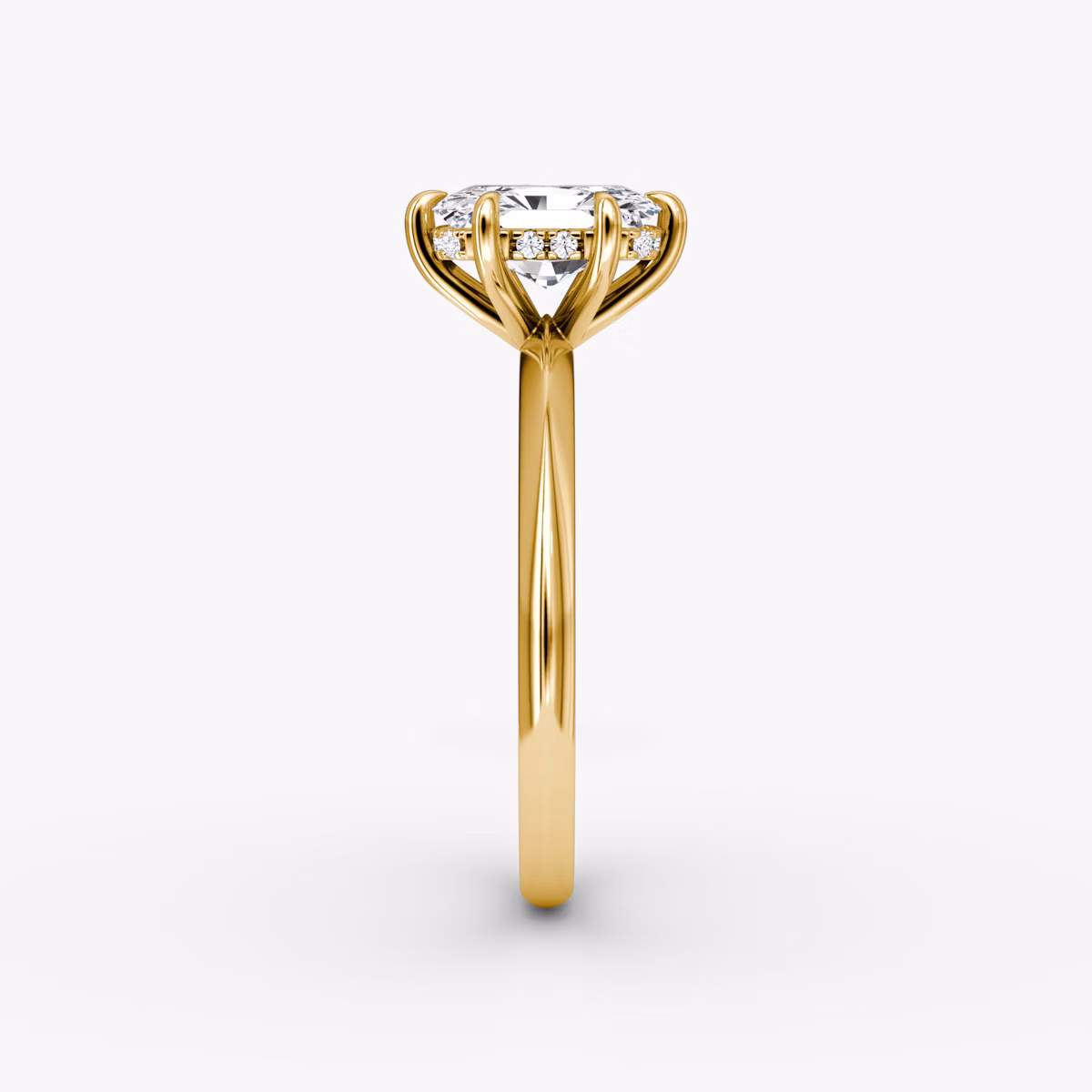 The Knife-Edge | Radiant | 18k | Yellow Gold | bandAccent: Plain | hiddenHalo: yes | diamondOrientation: vertical | caratWeight: other