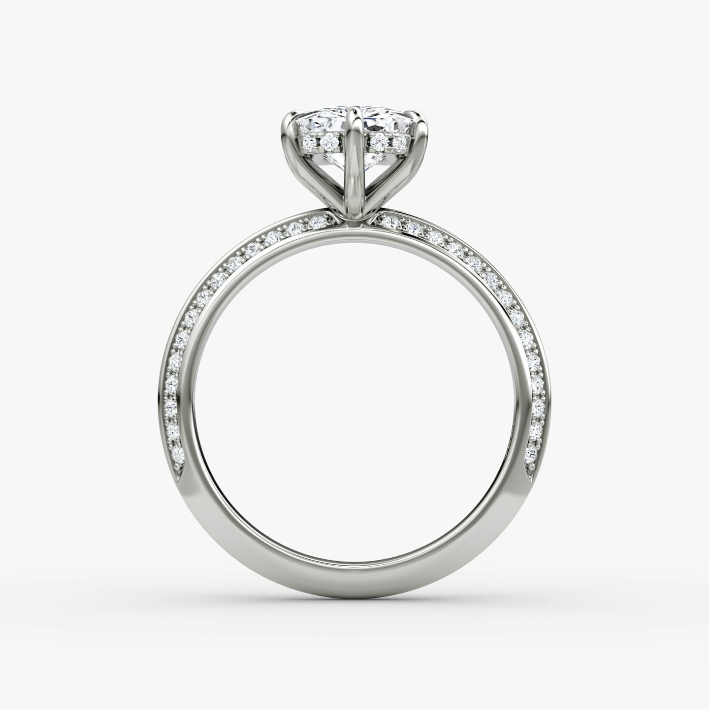 The Knife-Edge | Radiant | 18k | White Gold | bandAccent: Pavé | hiddenHalo: yes | diamondOrientation: vertical | caratWeight: other