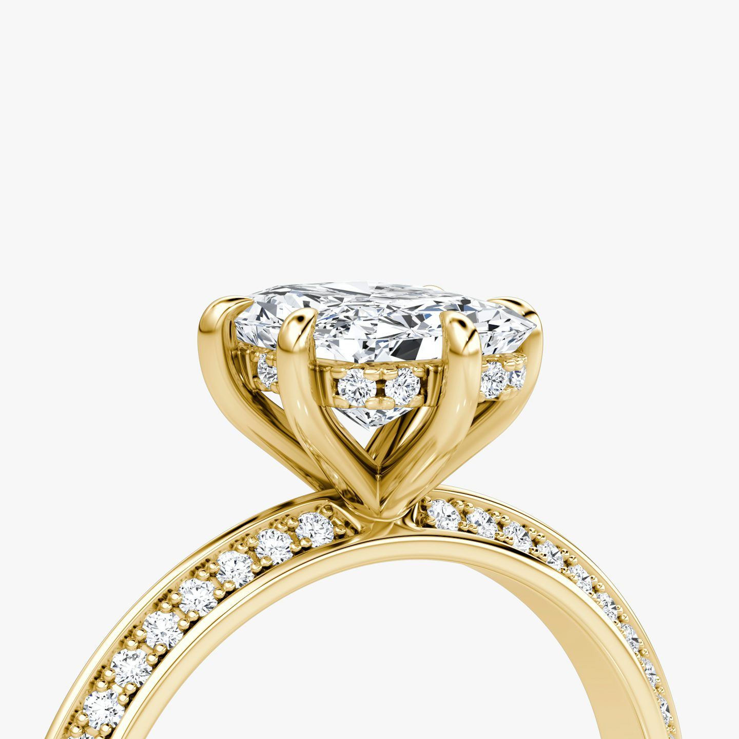 The Knife-Edge | Radiant | 18k | Yellow Gold | bandAccent: Pavé | hiddenHalo: yes | diamondOrientation: vertical | caratWeight: other