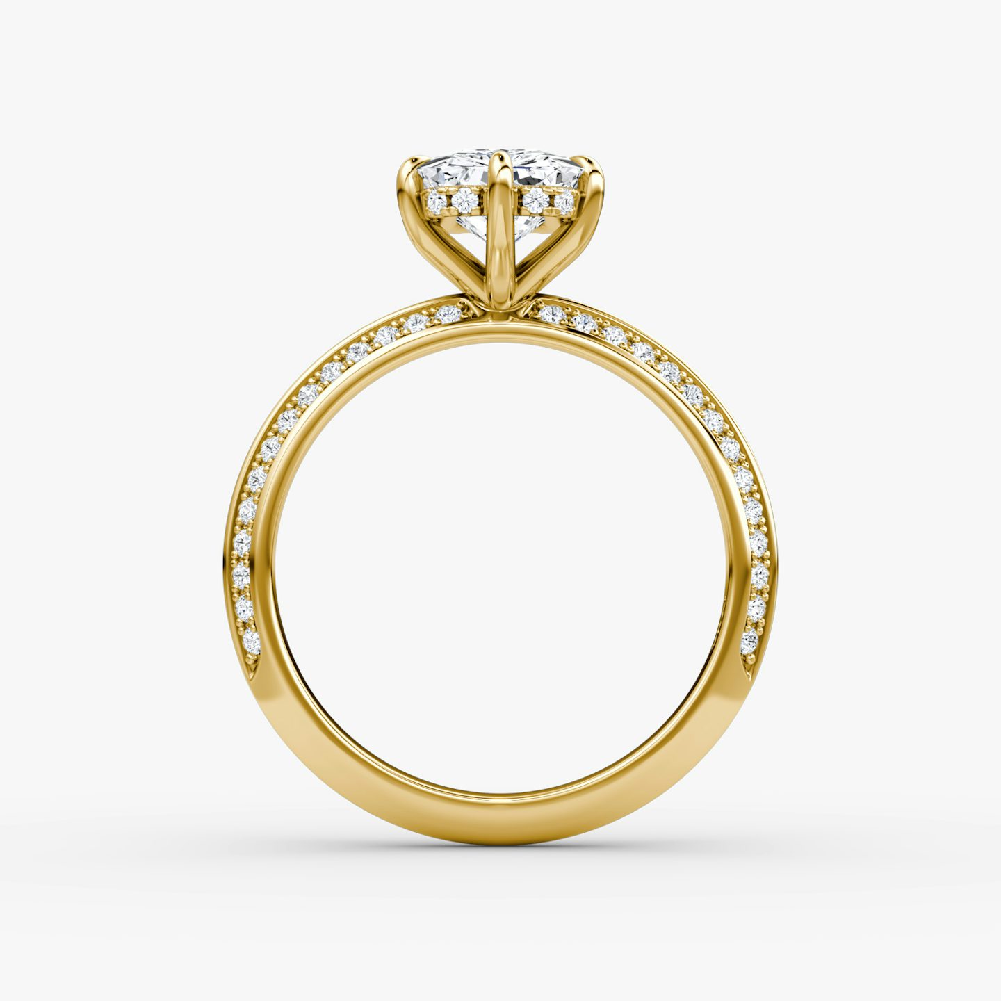 The Knife-Edge | Radiant | 18k | Yellow Gold | bandAccent: Pavé | hiddenHalo: yes | diamondOrientation: vertical | caratWeight: other