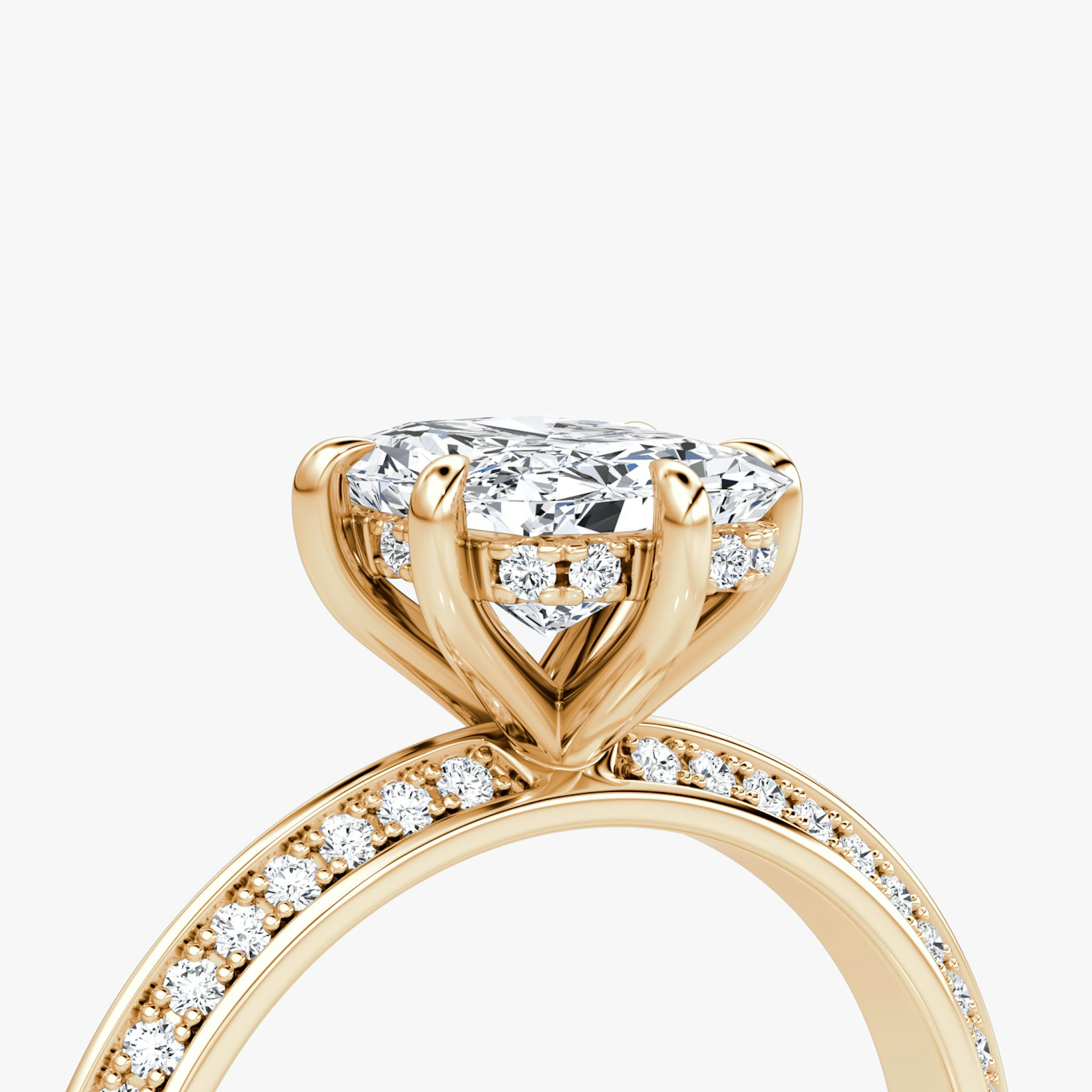 The Knife-Edge | Radiant | 14k | Rose Gold | bandAccent: Pavé | hiddenHalo: yes | diamondOrientation: vertical | caratWeight: other