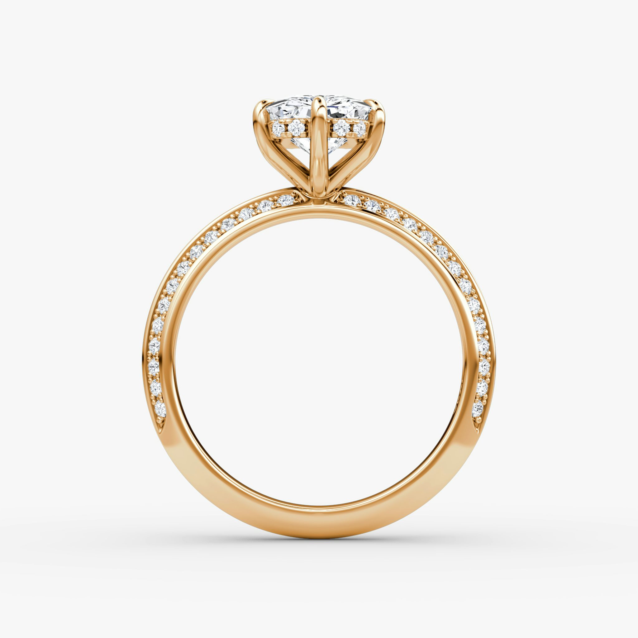 The Knife-Edge | Radiant | 14k | Rose Gold | bandAccent: Pavé | hiddenHalo: yes | diamondOrientation: vertical | caratWeight: other