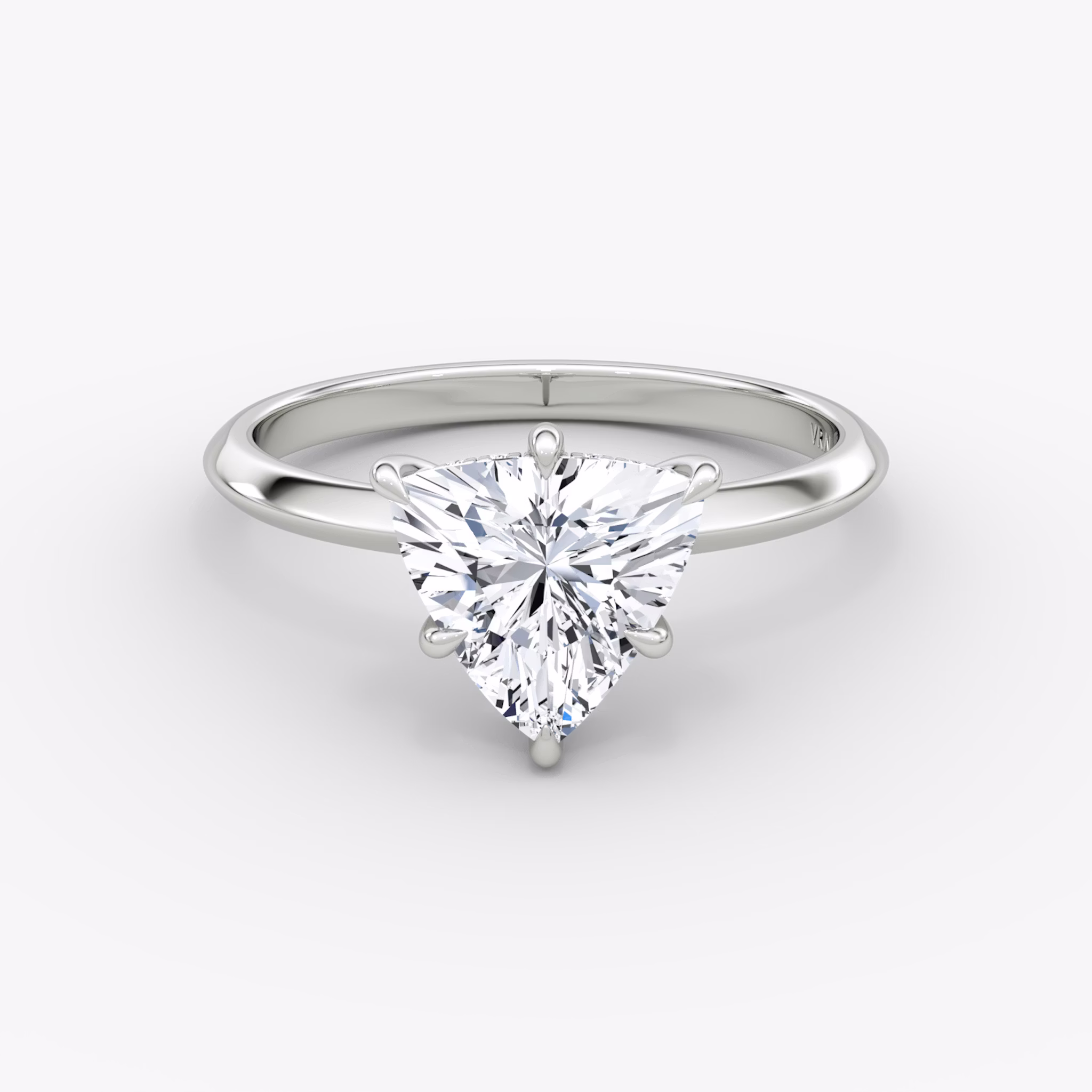 The Knife-Edge | Trillion | 18k | White Gold | bandAccent: Plain | hiddenHalo: yes | diamondOrientation: vertical | caratWeight: other