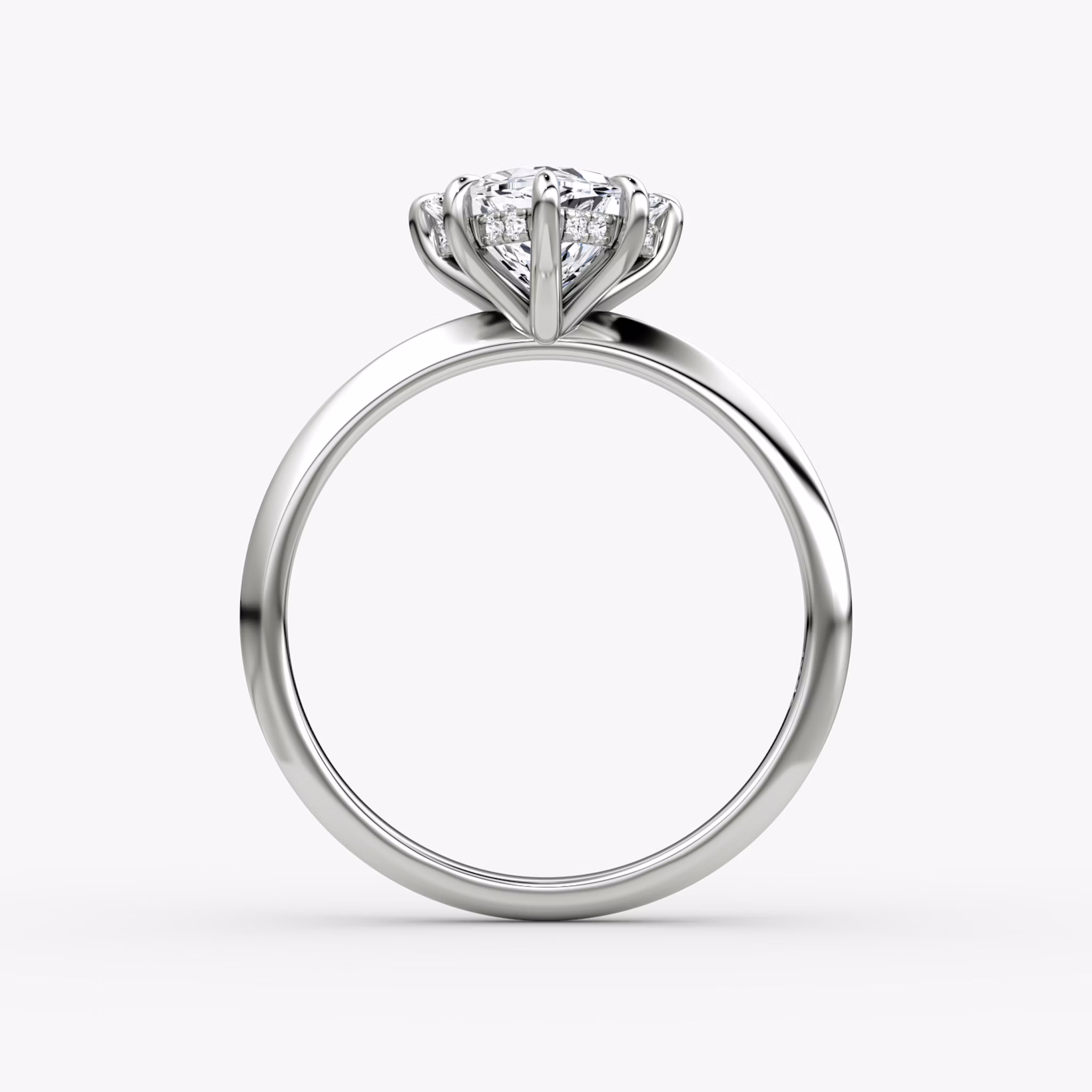 The Knife-Edge | Trillion | 18k | White Gold | bandAccent: Plain | hiddenHalo: yes | diamondOrientation: vertical | caratWeight: other