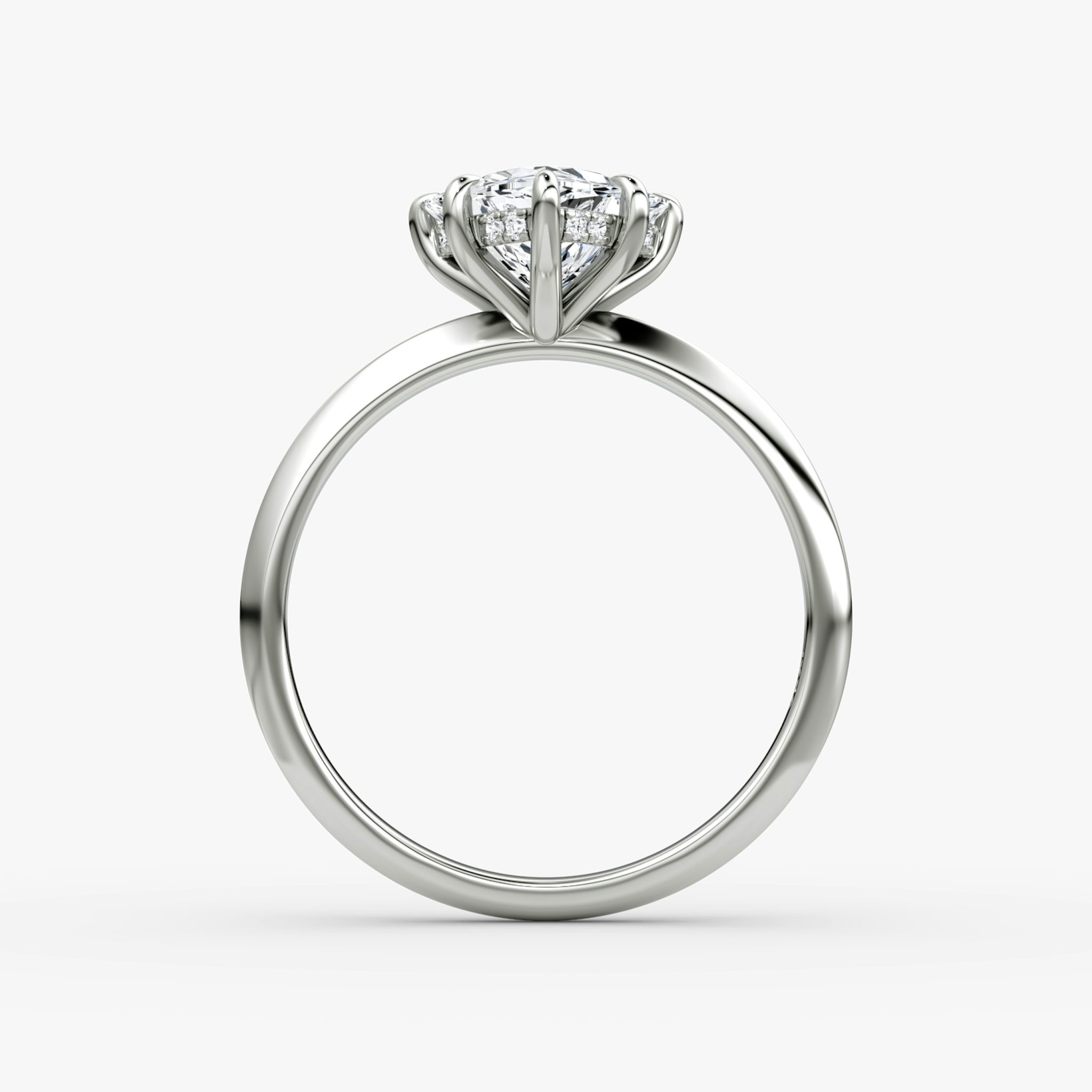 The Knife-Edge | Trillion | 18k | White Gold | bandAccent: Plain | hiddenHalo: yes | diamondOrientation: vertical | caratWeight: other