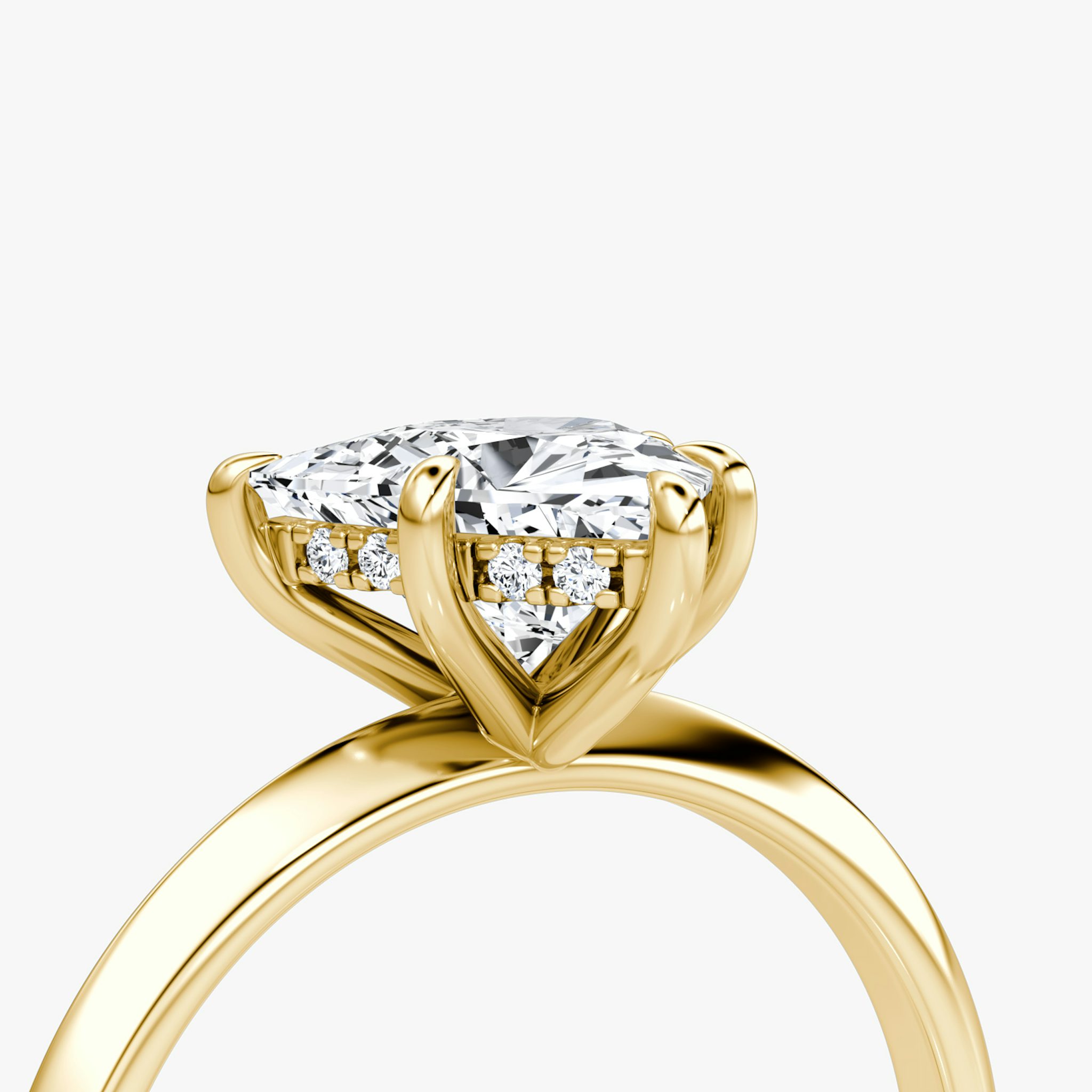 The Knife-Edge | Trillion | 18k | Yellow Gold | bandAccent: Plain | hiddenHalo: yes | diamondOrientation: vertical | caratWeight: other