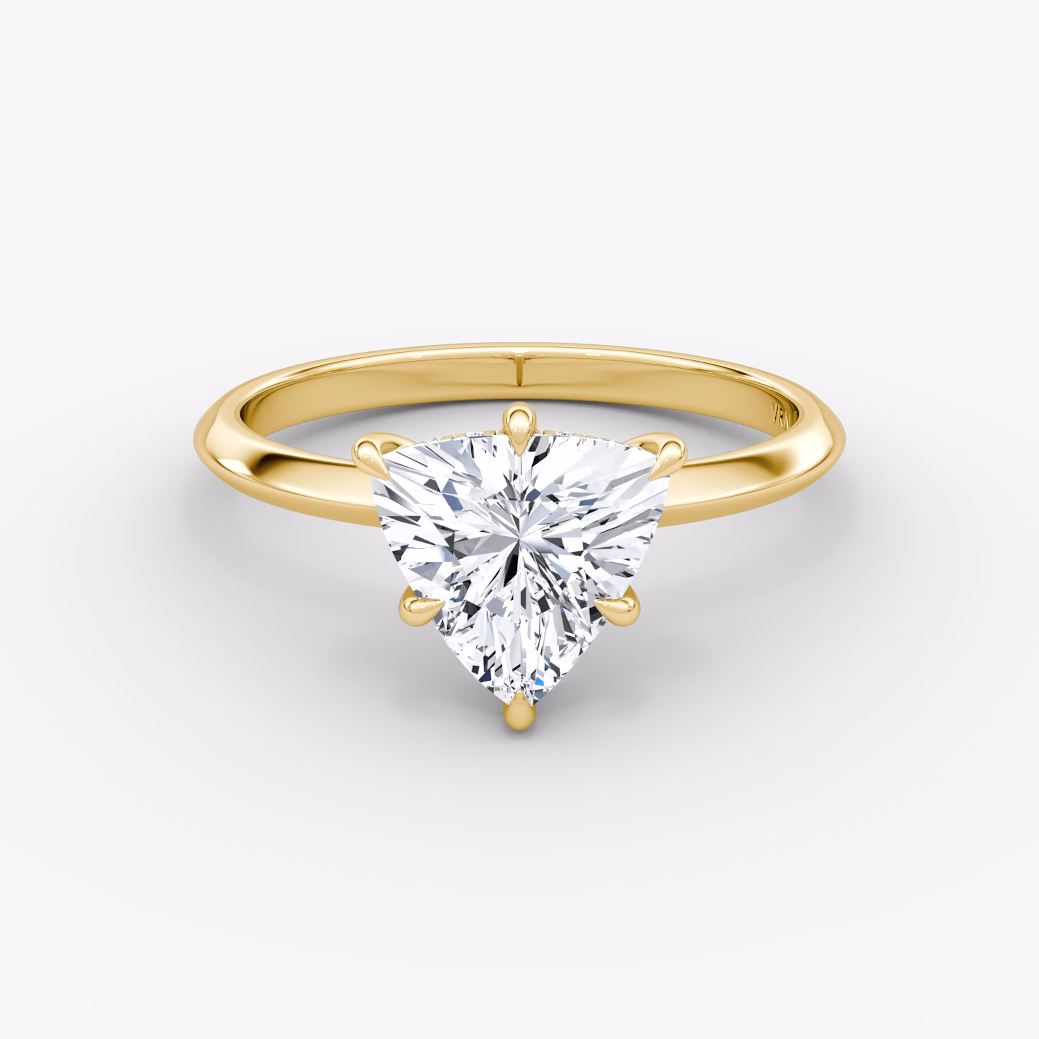 The Knife-Edge | Trillion | 18k | Yellow Gold | bandAccent: Plain | hiddenHalo: yes | diamondOrientation: vertical | caratWeight: other