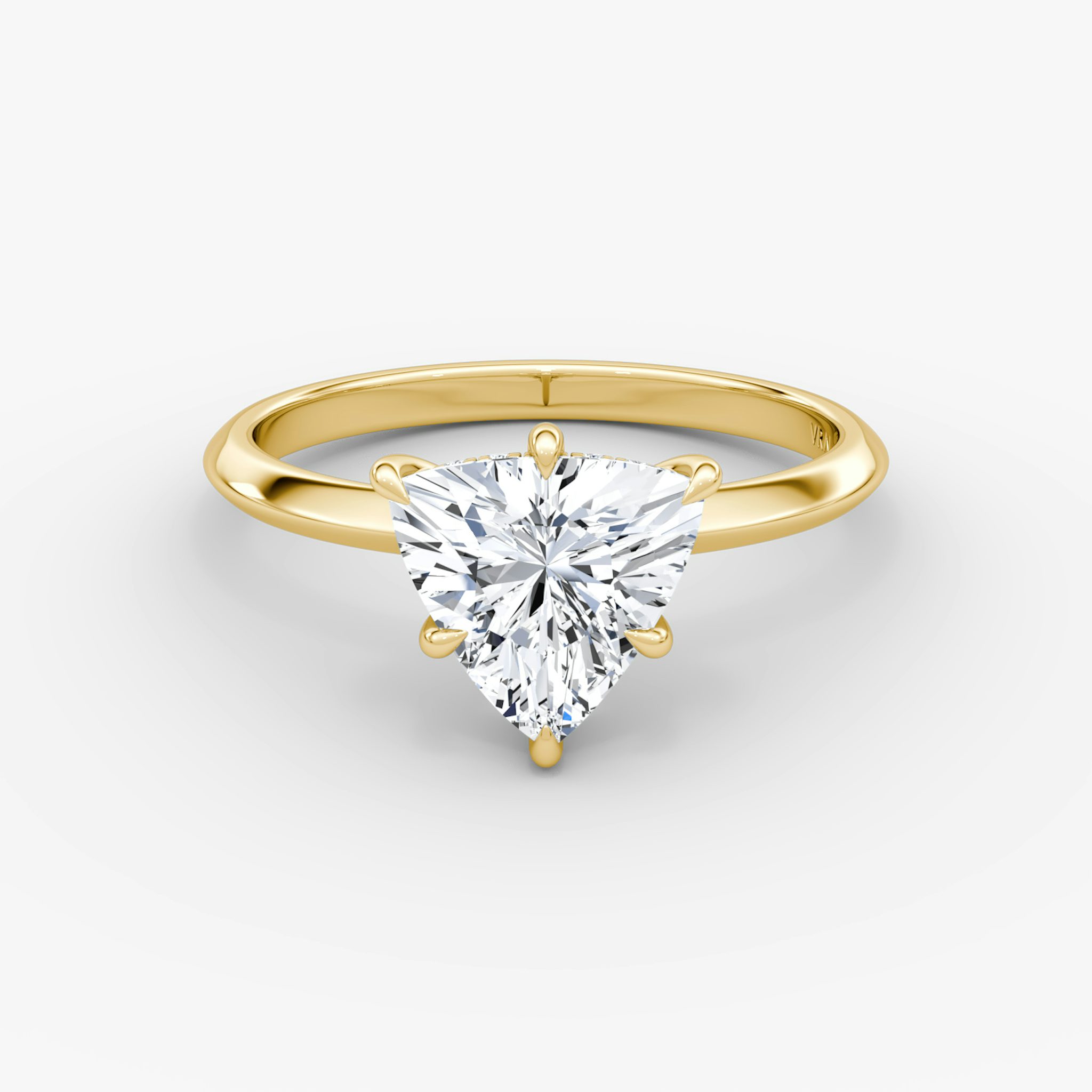 The Knife-Edge | Trillion | 18k | Yellow Gold | bandAccent: Plain | hiddenHalo: yes | diamondOrientation: vertical | caratWeight: other