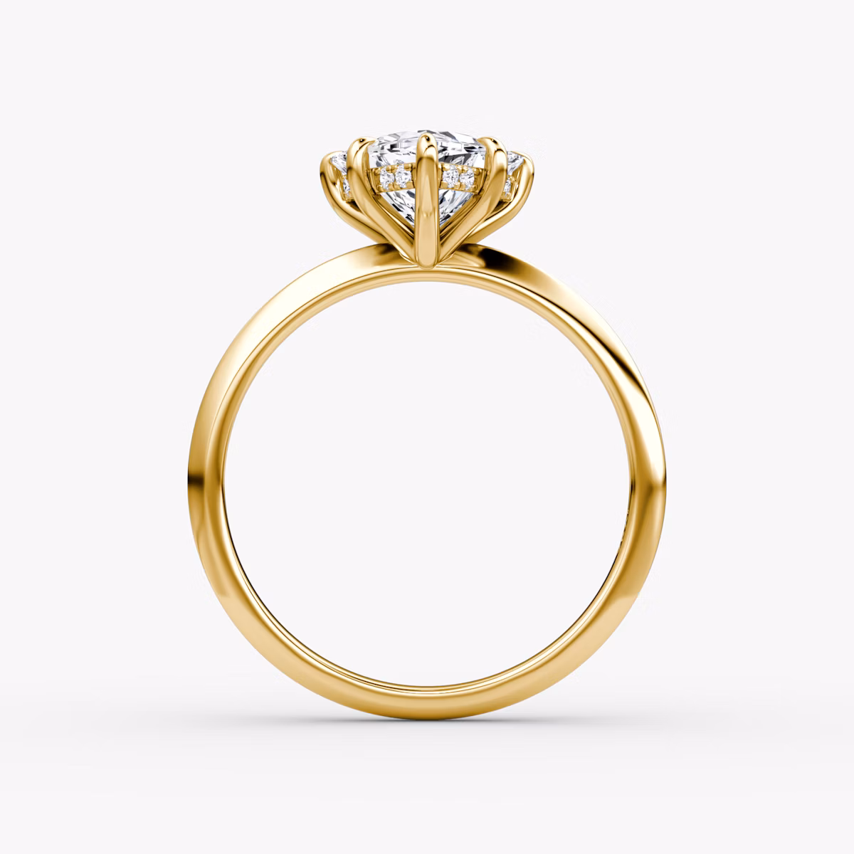 Knife-Edge | Trillant | 18k | Gelbgold | bandAccent: Ohne Pavé-Besatz | hiddenHalo: yes | diamondOrientation: vertical | caratWeight: other