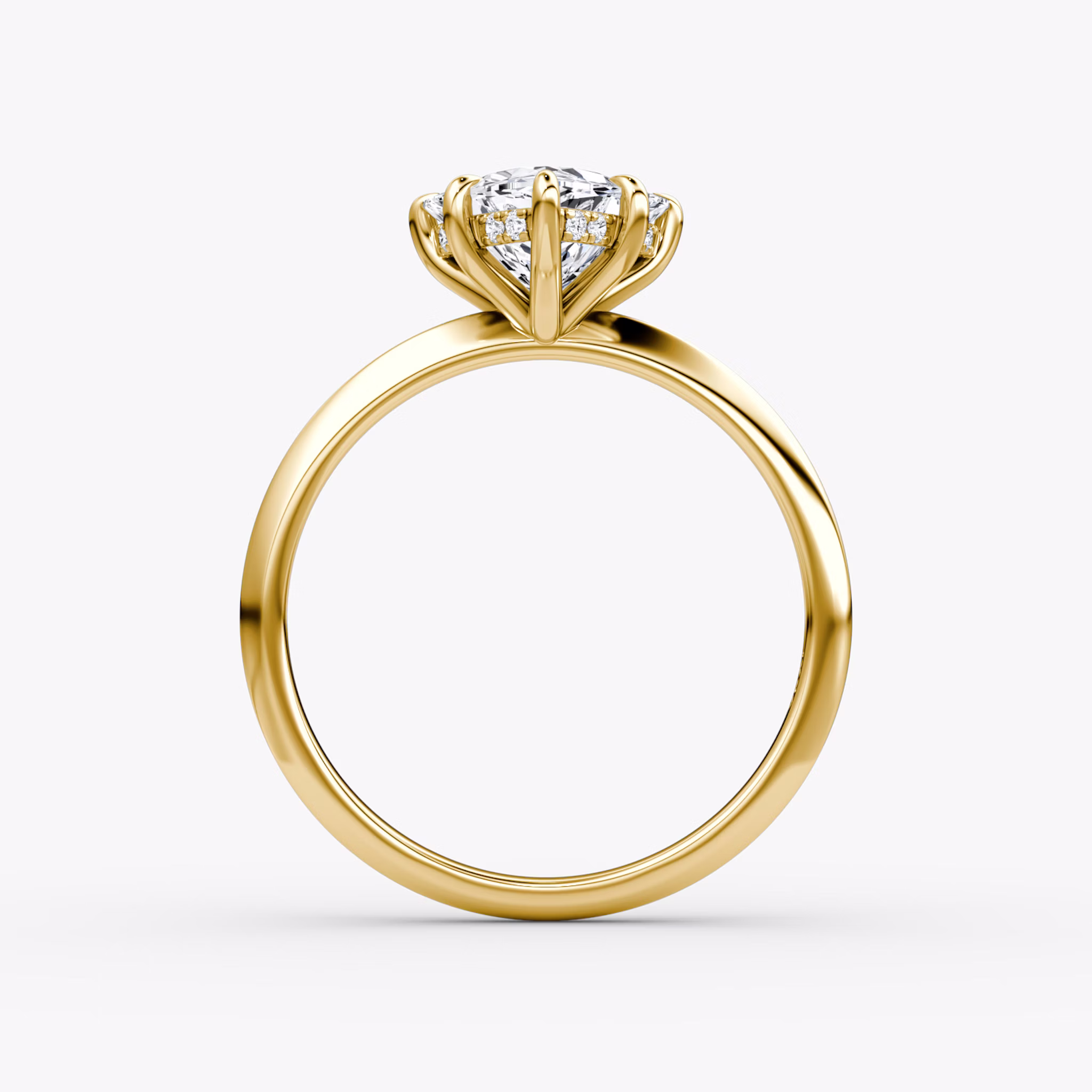 The Knife-Edge | Trillion | 18k | Yellow Gold | bandAccent: Plain | hiddenHalo: yes | diamondOrientation: vertical | caratWeight: other