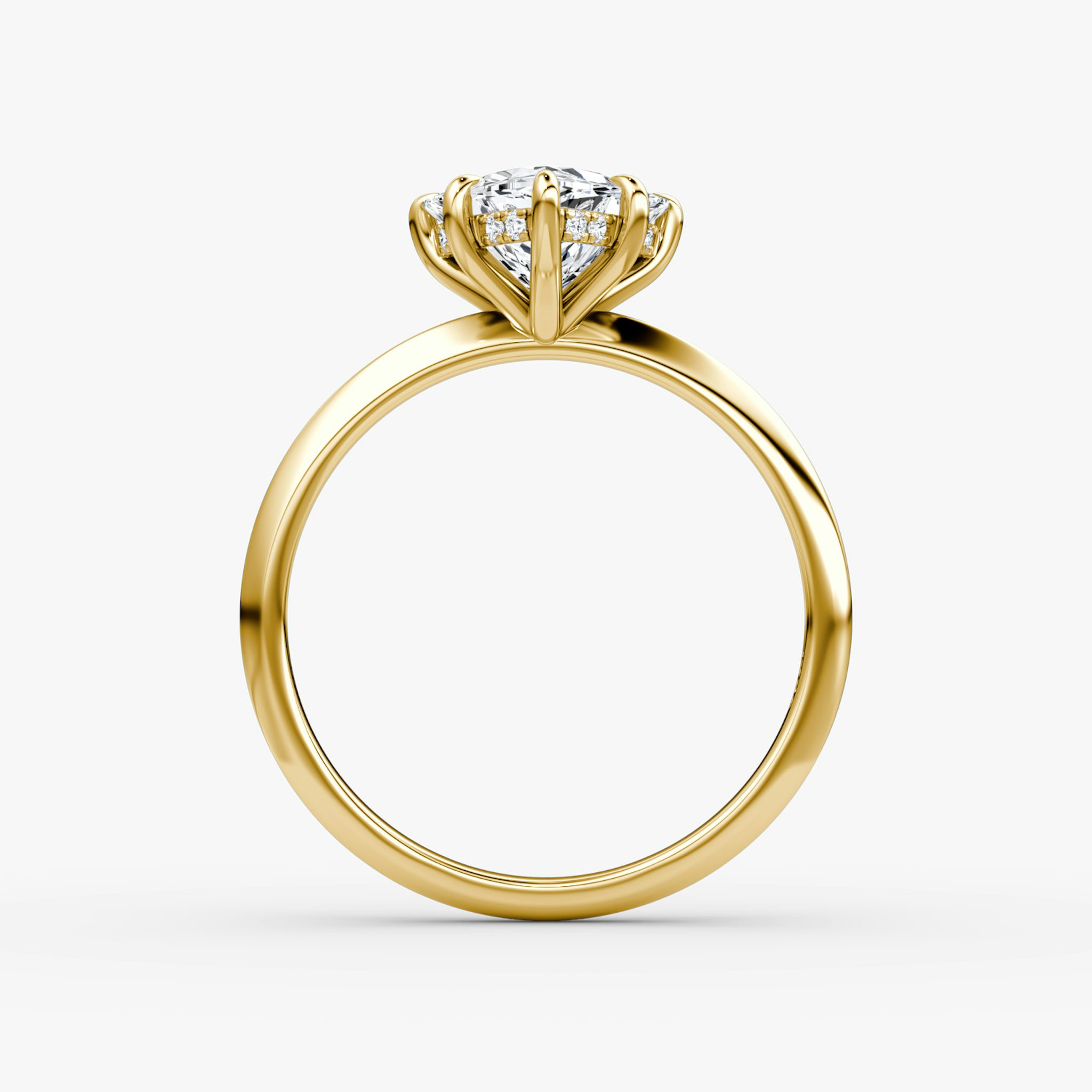 The Knife-Edge | Trillion | 18k | Yellow Gold | bandAccent: Plain | hiddenHalo: yes | diamondOrientation: vertical | caratWeight: other