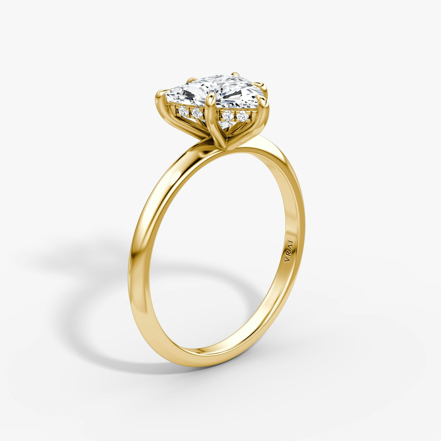 The Knife-Edge | Trillion | 18k | Yellow Gold | bandAccent: Plain | hiddenHalo: yes | diamondOrientation: vertical | caratWeight: other