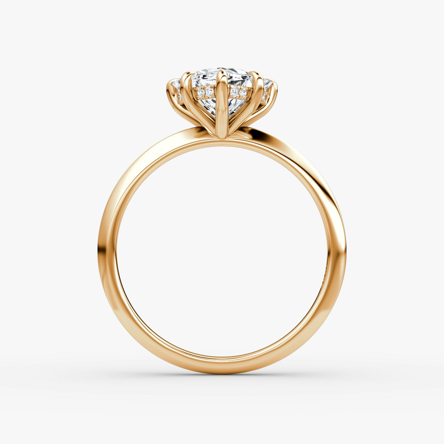 The Knife-Edge | Trillion | 14k | Rose Gold | bandAccent: Plain | hiddenHalo: yes | diamondOrientation: vertical | caratWeight: other