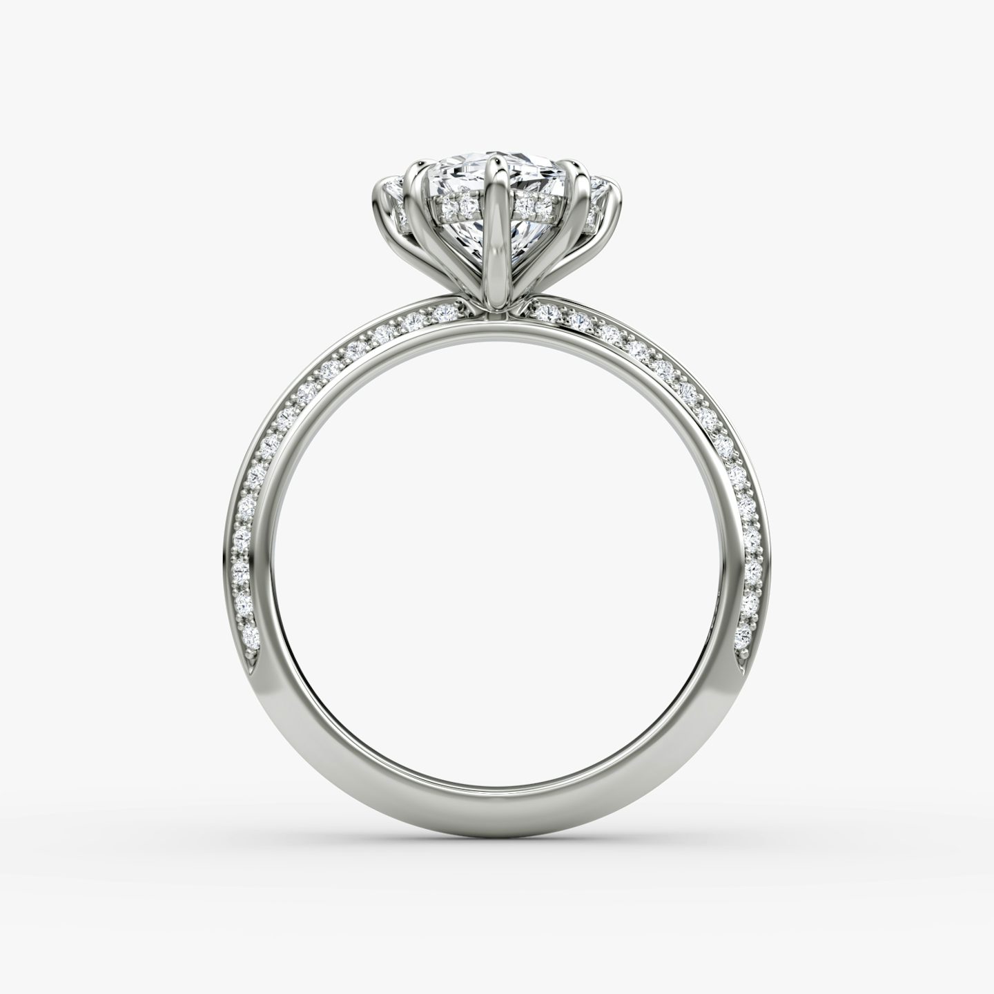 The Knife-Edge | Trillion | 18k | White Gold | bandAccent: Pavé | hiddenHalo: yes | diamondOrientation: vertical | caratWeight: other