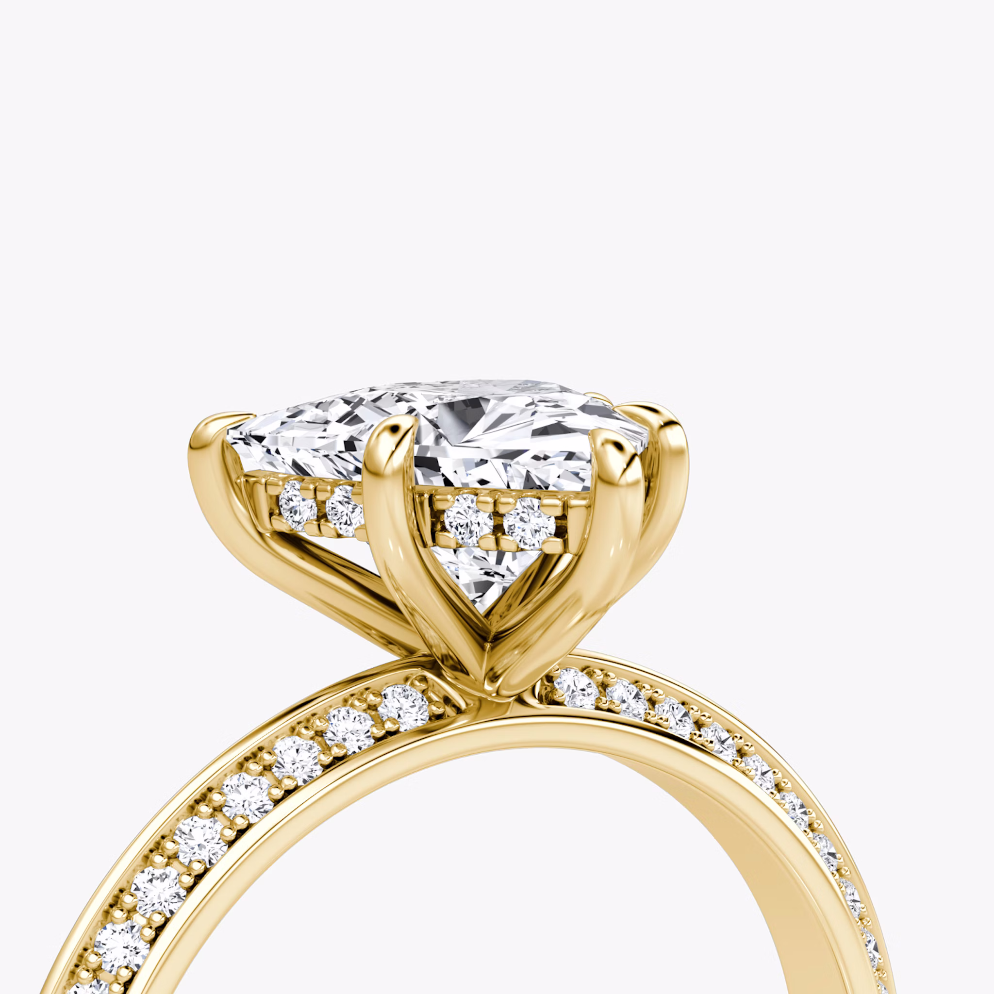 The Knife-Edge | Trillion | 18k | Yellow Gold | bandAccent: Pavé | hiddenHalo: yes | diamondOrientation: vertical | caratWeight: other