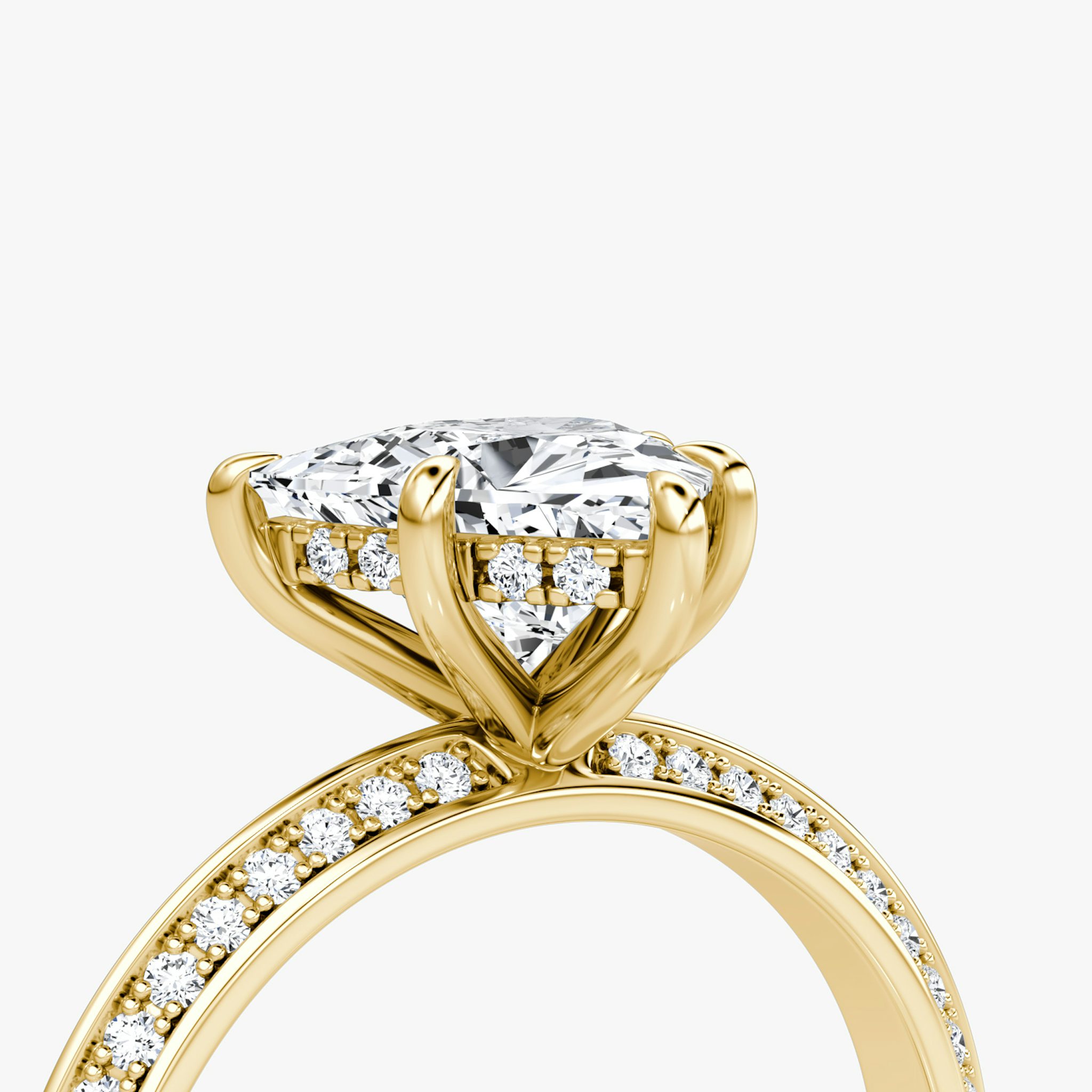 The Knife-Edge | Trillion | 18k | Yellow Gold | bandAccent: Pavé | hiddenHalo: yes | diamondOrientation: vertical | caratWeight: other