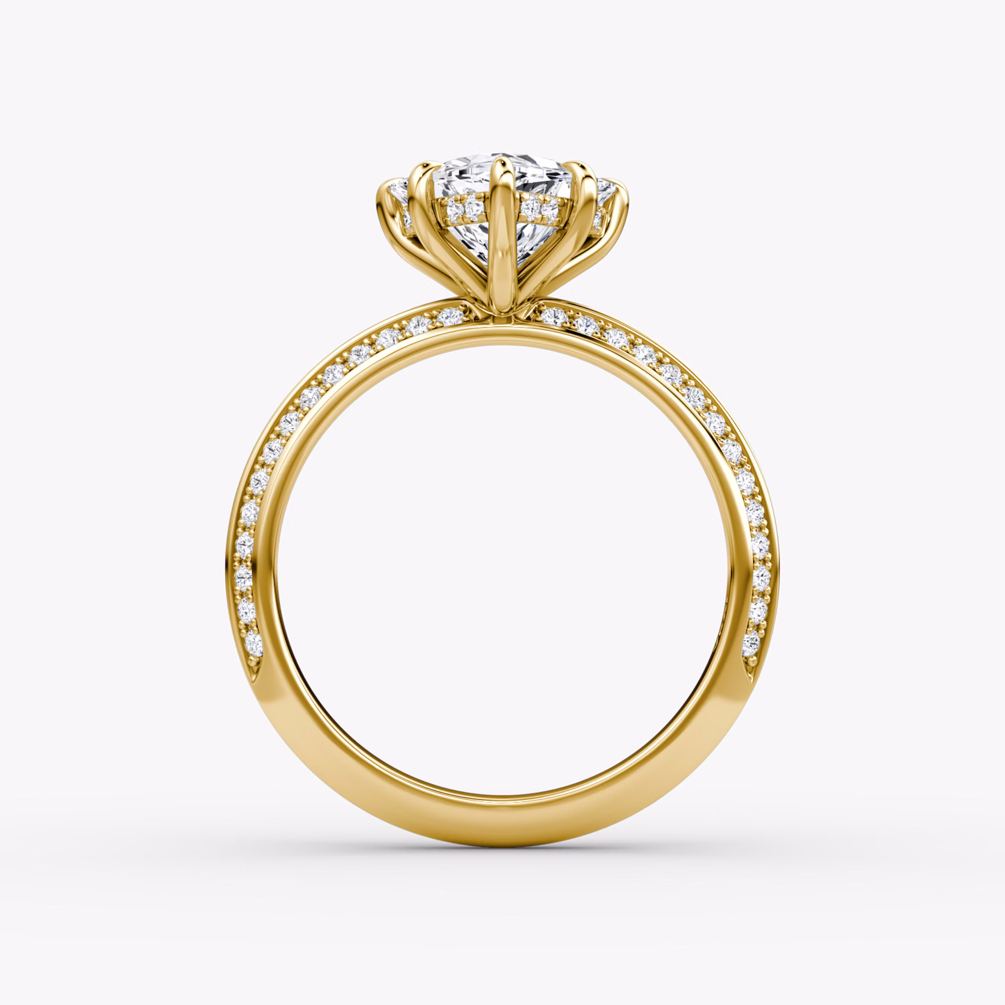 The Knife-Edge | Trillion | 18k | Yellow Gold | bandAccent: Pavé | hiddenHalo: yes | diamondOrientation: vertical | caratWeight: other