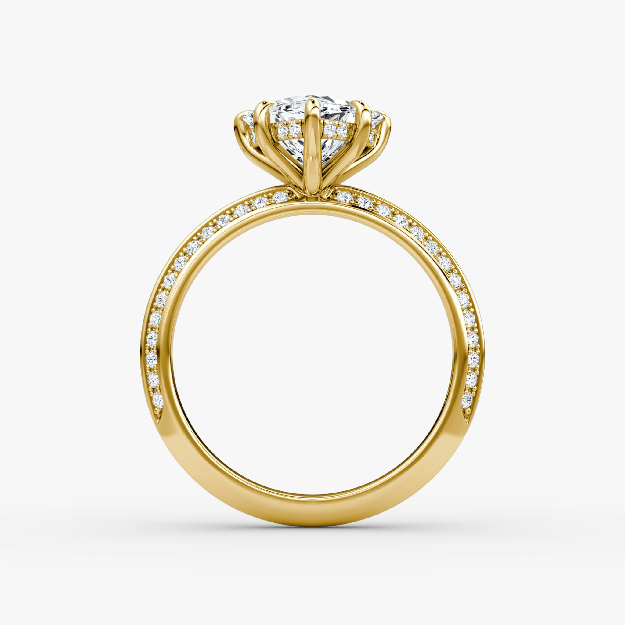 The Knife-Edge | Trillion | 18k | Yellow Gold | bandAccent: Pavé | hiddenHalo: yes | diamondOrientation: vertical | caratWeight: other