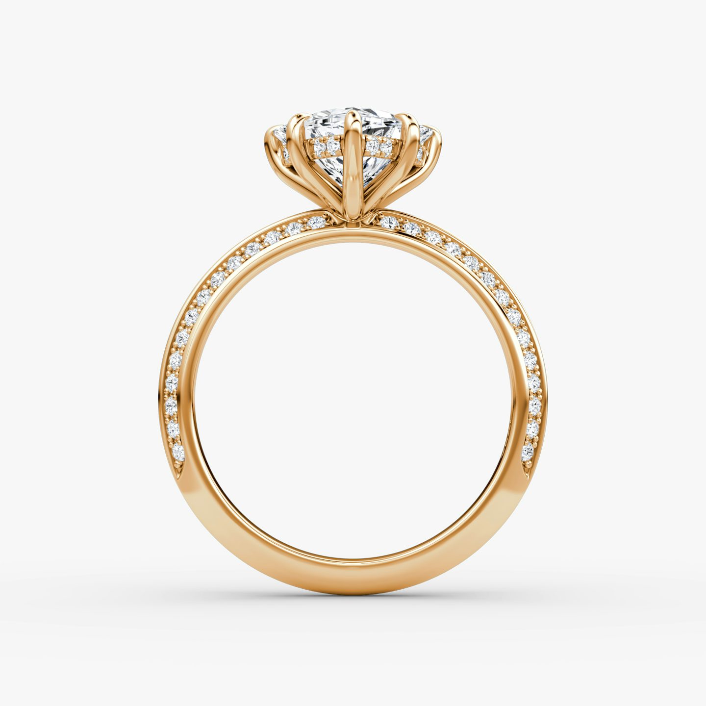 Knife-Edge | Trillant | 14k | Roségold | bandAccent: Mit Pavé-Besatz | hiddenHalo: yes | diamondOrientation: vertical | caratWeight: other