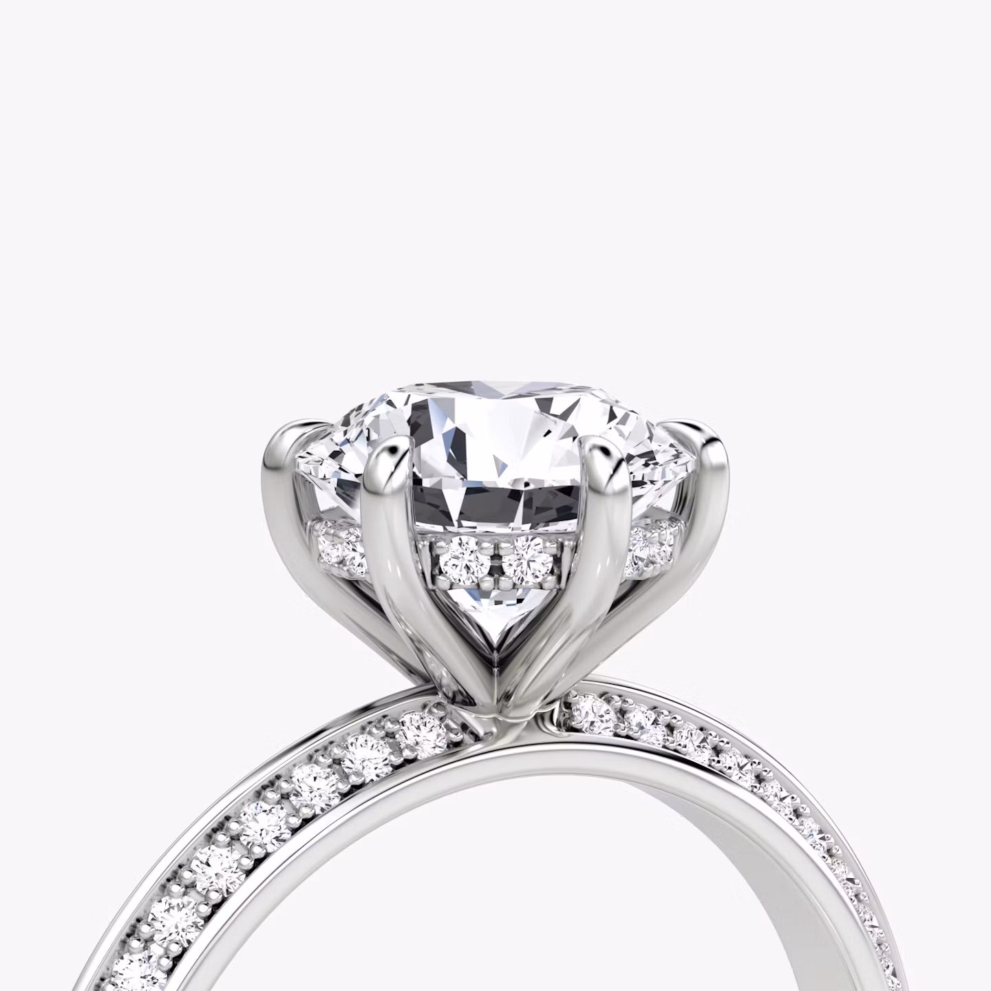 The Knife-Edge | Round Brilliant | Platinum | bandAccent: Pavé | caratWeight: 1.5ct | hiddenHalo: yes | diamondOrientation: vertical