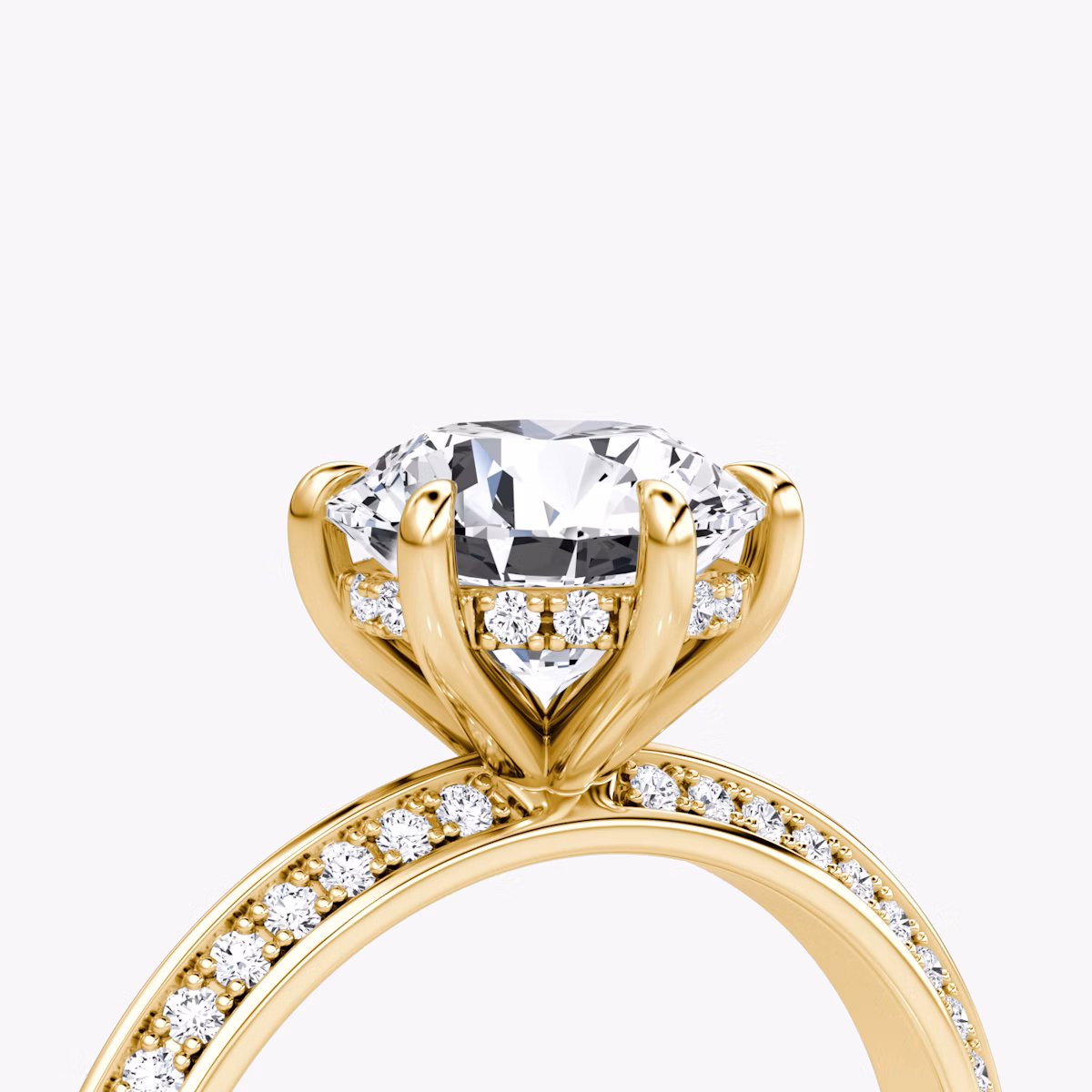 Anillo de compromiso Knife-Edge | Brillante | 18k | Oro amarillo | bandAccent: Pavé | caratWeight: 1.5ct | hiddenHalo: yes | diamondOrientation: vertical