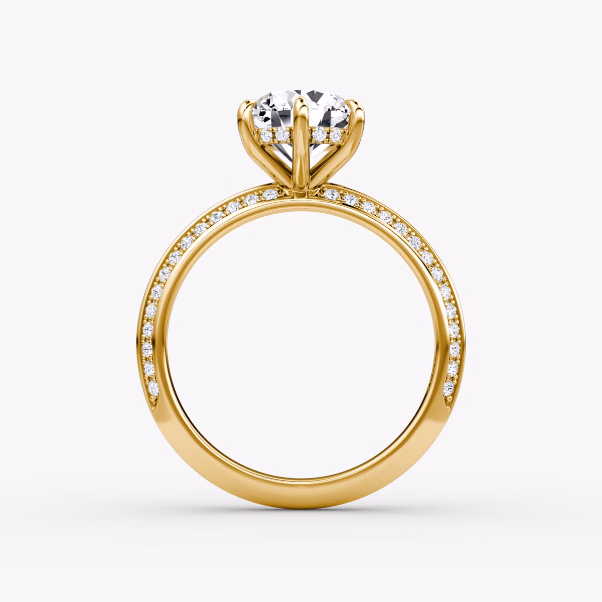 Anillo de compromiso Knife-Edge | Brillante | 18k | Oro amarillo | bandAccent: Pavé | caratWeight: 1.5ct | hiddenHalo: yes | diamondOrientation: vertical