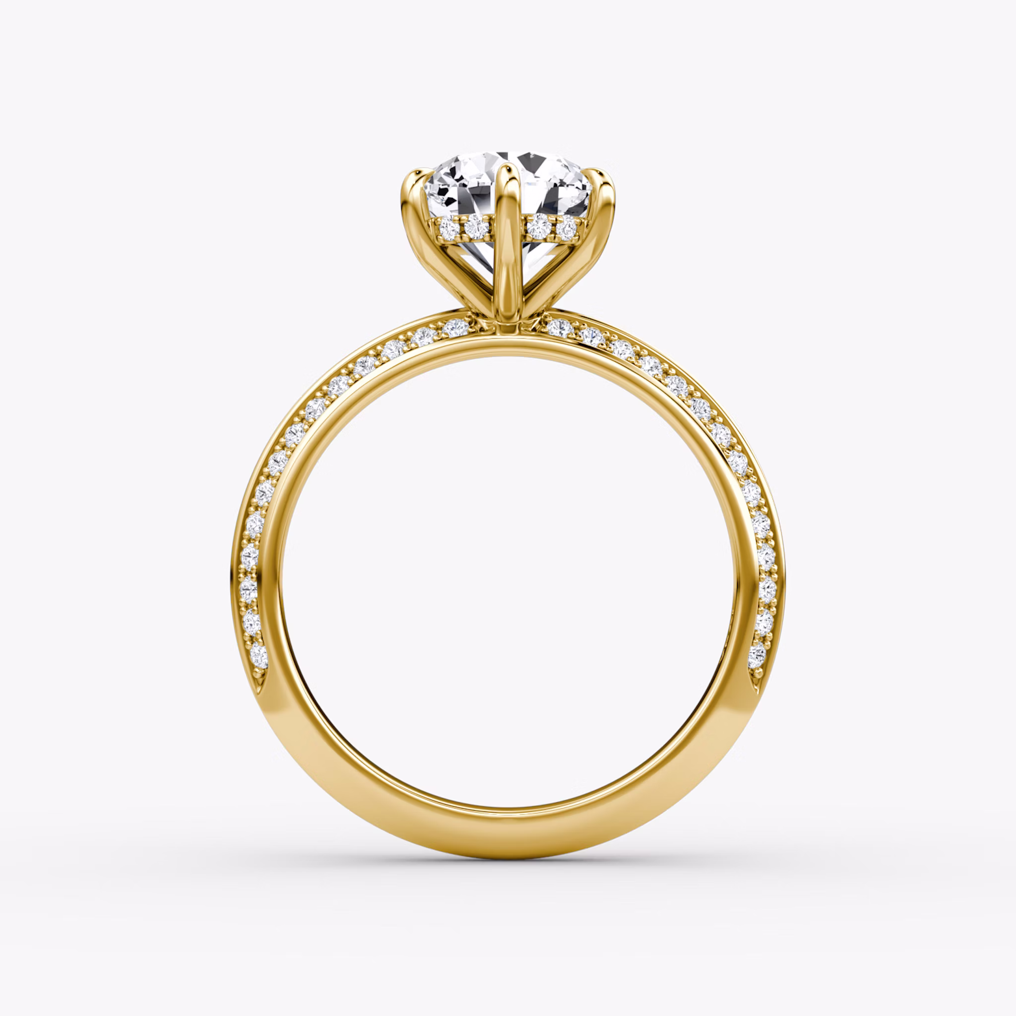The Knife-Edge | Round Brilliant | 18k | Yellow Gold | bandAccent: Pavé | caratWeight: other | hiddenHalo: yes | diamondOrientation: vertical