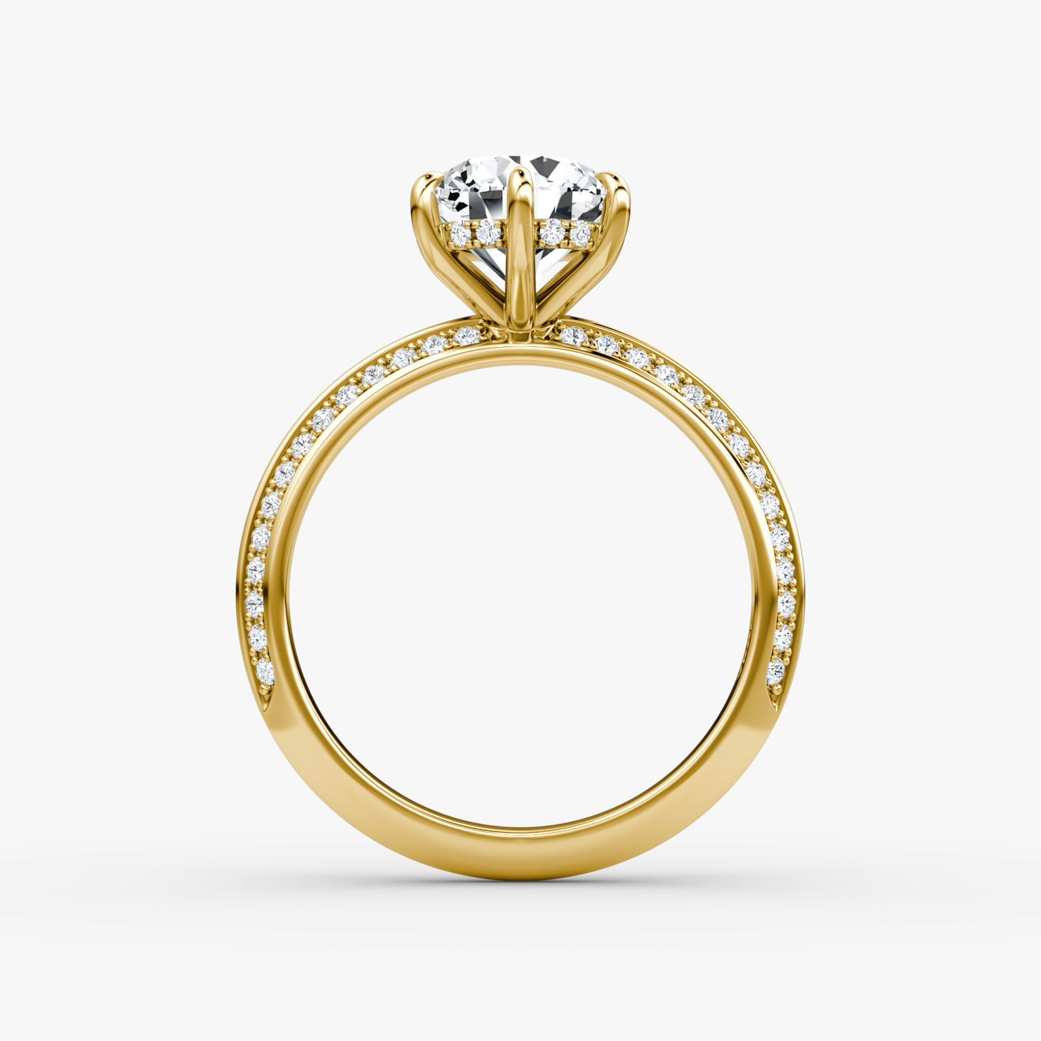 The Knife-Edge | Round Brilliant | 18k | Yellow Gold | bandAccent: Pavé | caratWeight: other | hiddenHalo: yes | diamondOrientation: vertical