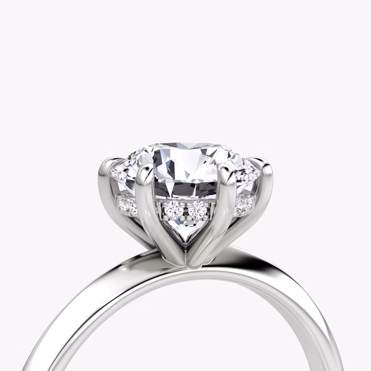 Anillo de compromiso Knife-Edge | Brillante | 18k | Oro blanco | bandAccent: Simple | caratWeight: other | hiddenHalo: yes | diamondOrientation: vertical