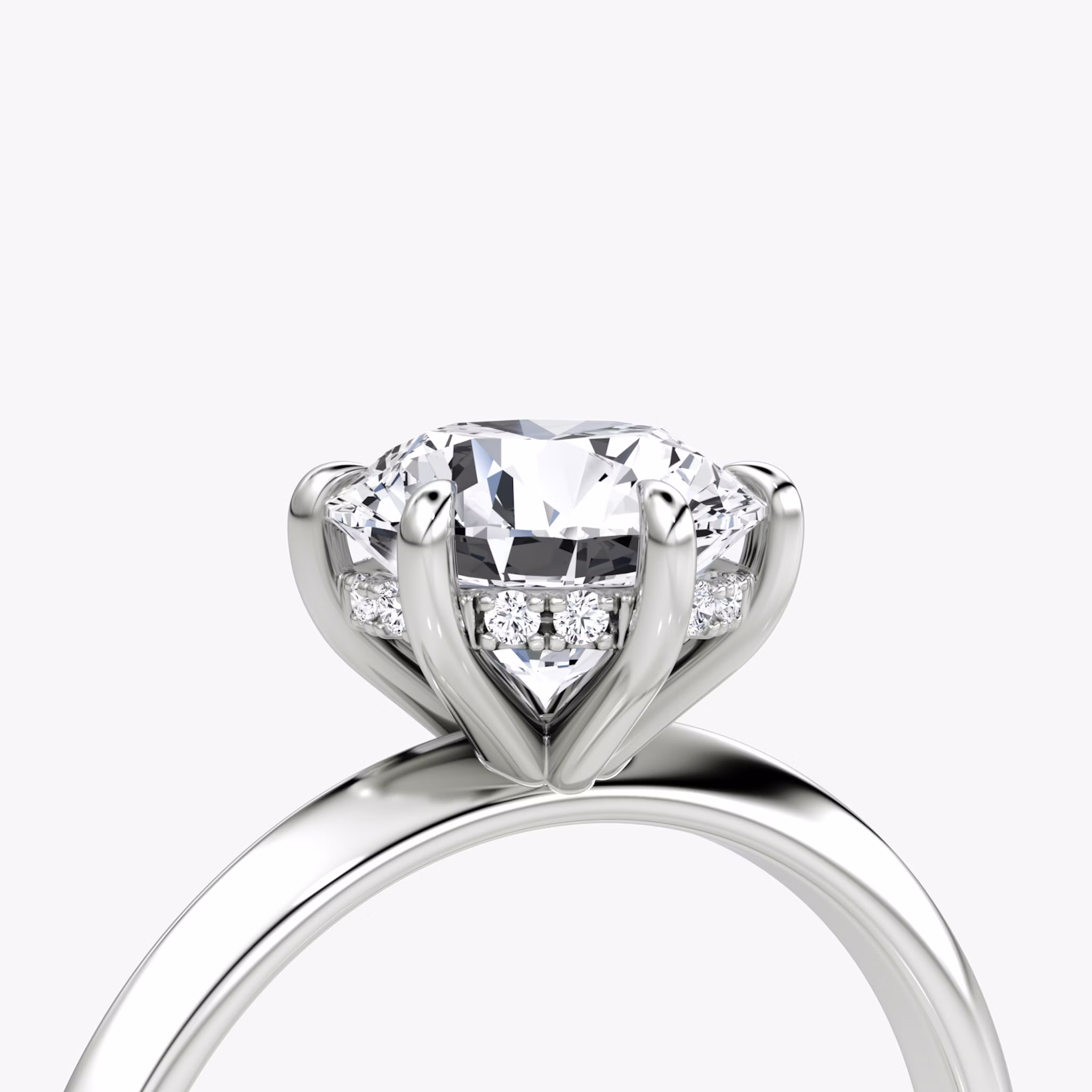 The Knife-Edge | Round Brilliant | 18k | White Gold | bandAccent: Plain | caratWeight: 2.0ct | hiddenHalo: yes | diamondOrientation: vertical