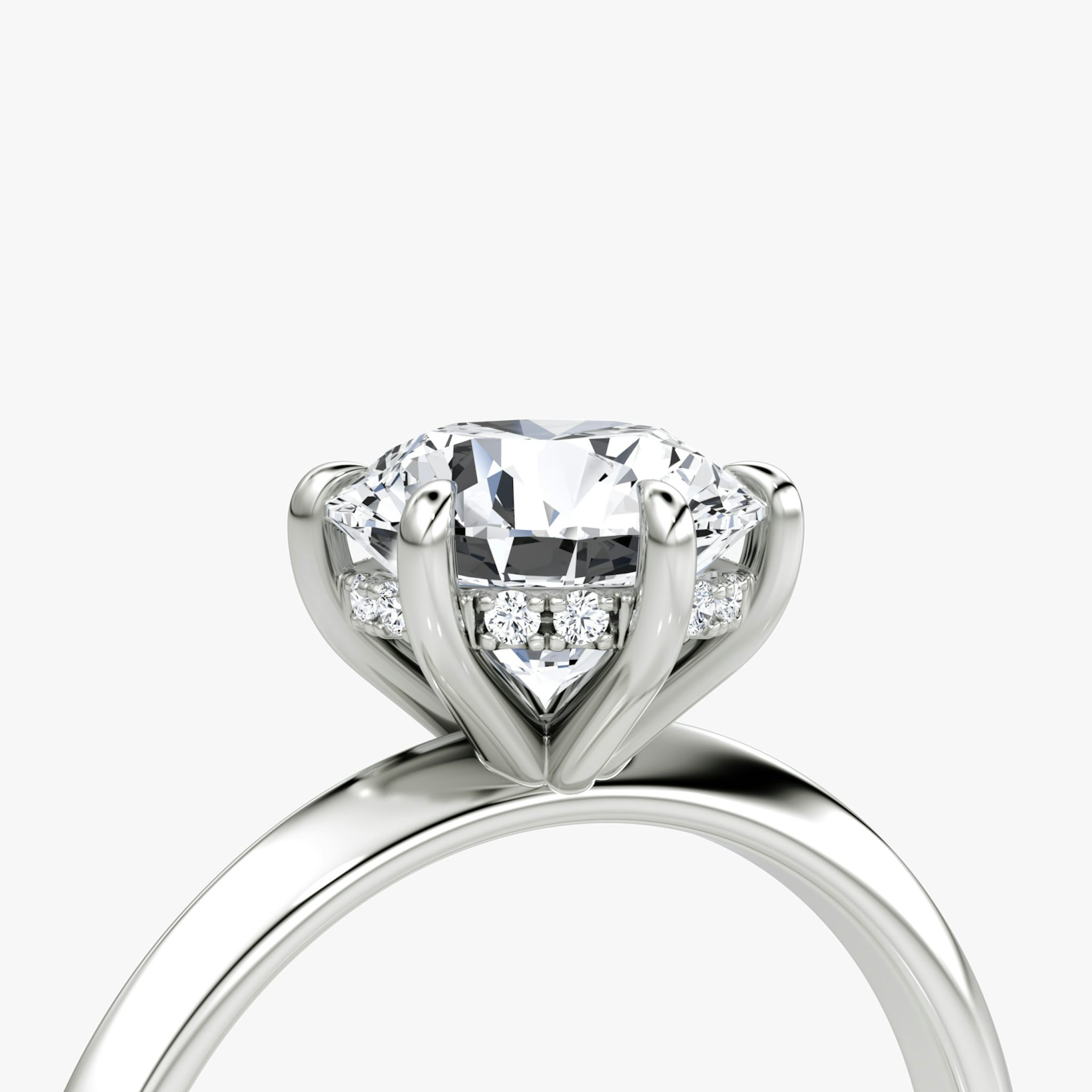 The Knife-Edge | Round Brilliant | 18k | White Gold | bandAccent: Plain | caratWeight: 2.0ct | hiddenHalo: yes | diamondOrientation: vertical