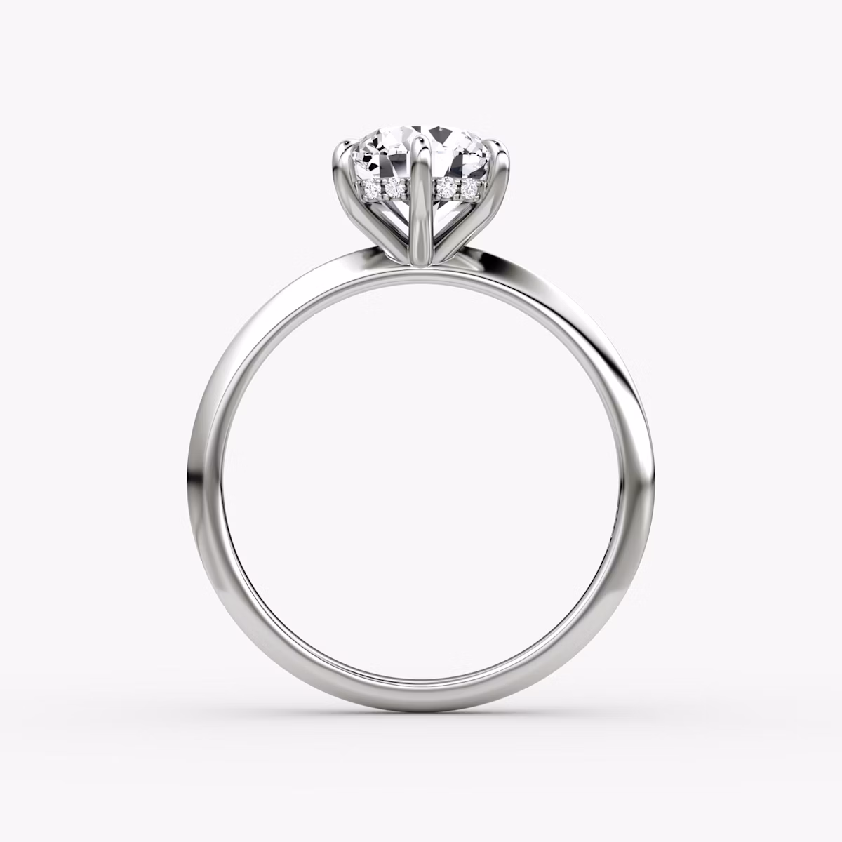 Anillo de compromiso Knife-Edge | Brillante | 18k | Oro blanco | bandAccent: Simple | caratWeight: other | hiddenHalo: yes | diamondOrientation: vertical