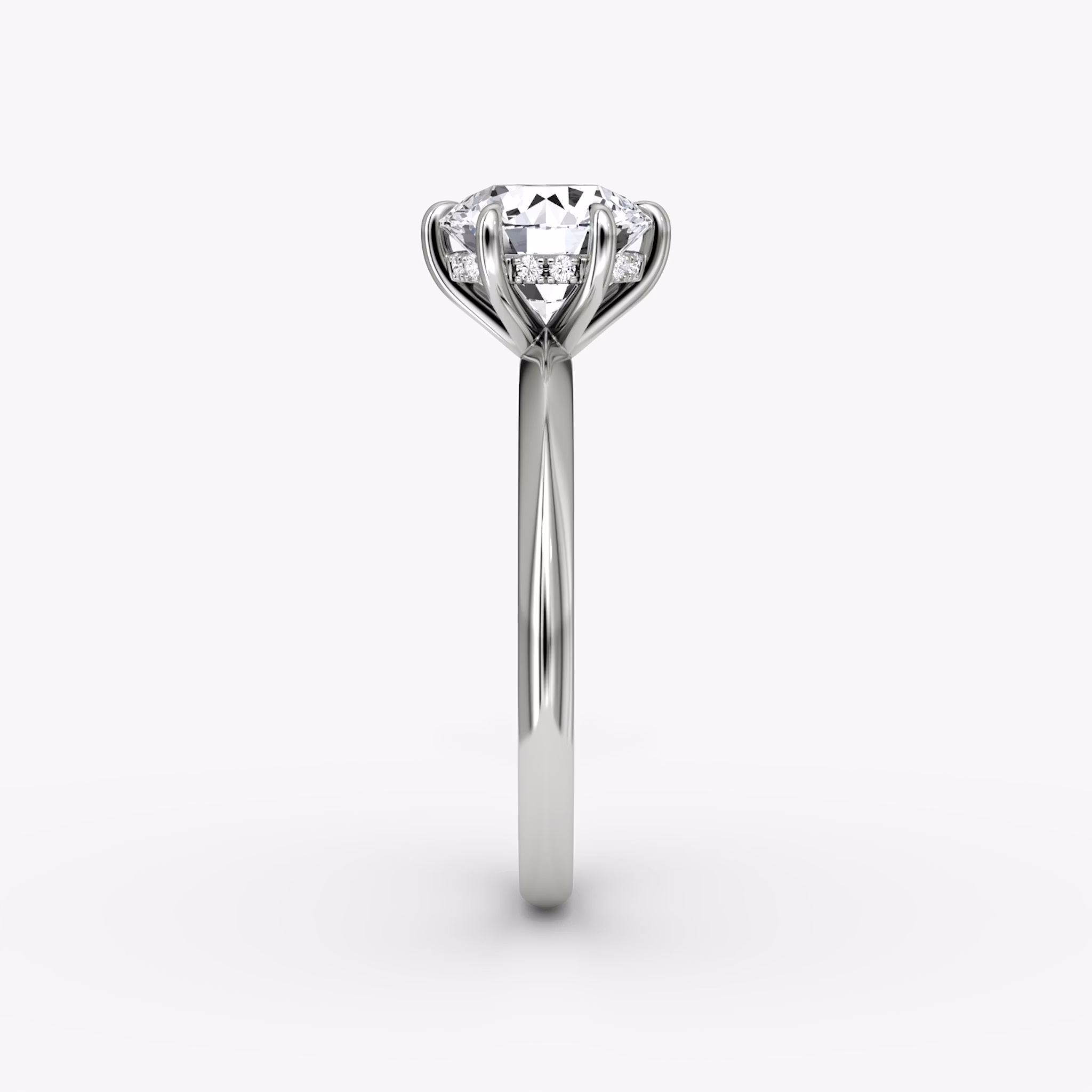 The Knife-Edge | Round Brilliant | 18k | White Gold | bandAccent: Plain | caratWeight: 2.0ct | hiddenHalo: yes | diamondOrientation: vertical