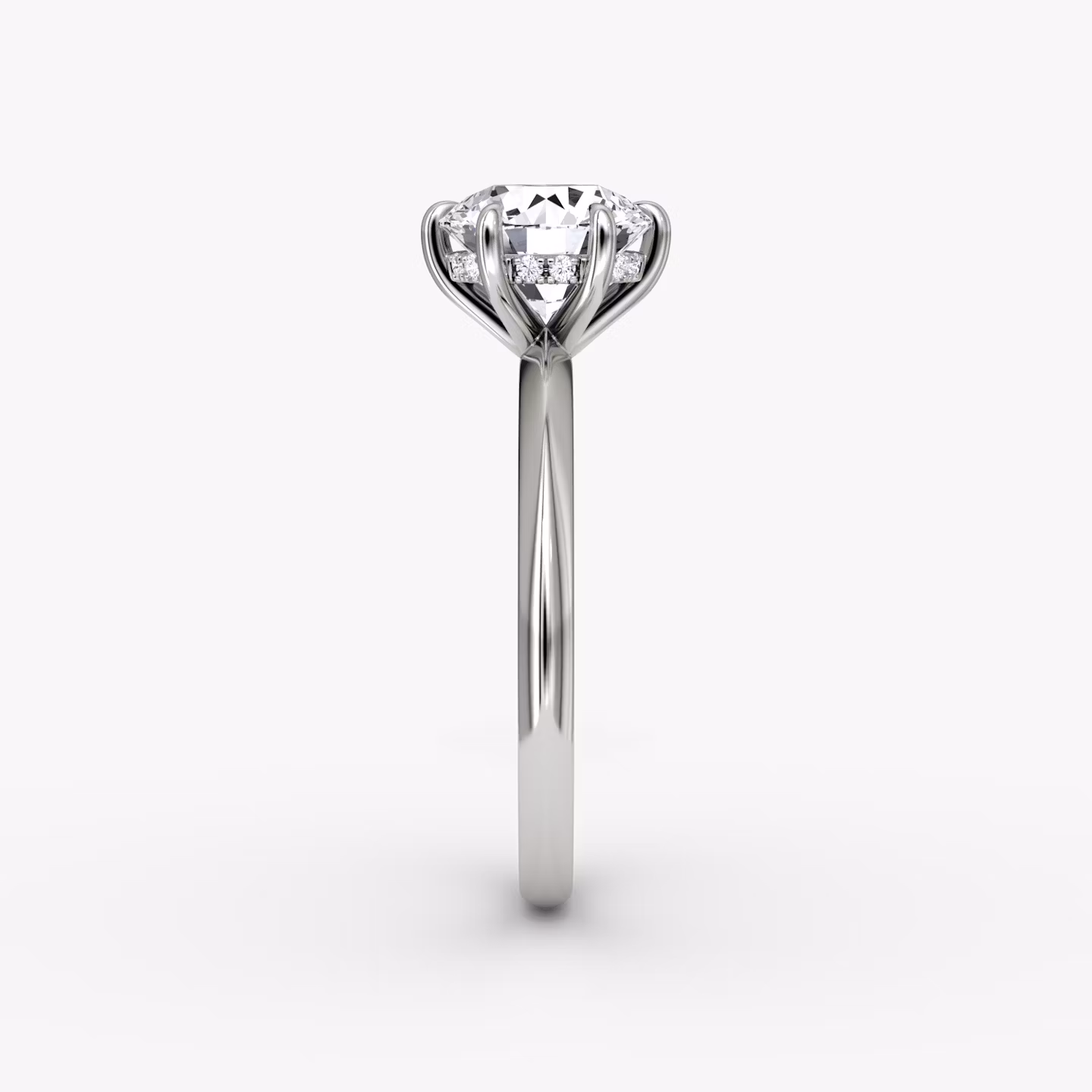 The Knife-Edge | Round Brilliant | 18k | White Gold | bandAccent: Plain | caratWeight: 1.0ct | hiddenHalo: yes | diamondOrientation: vertical