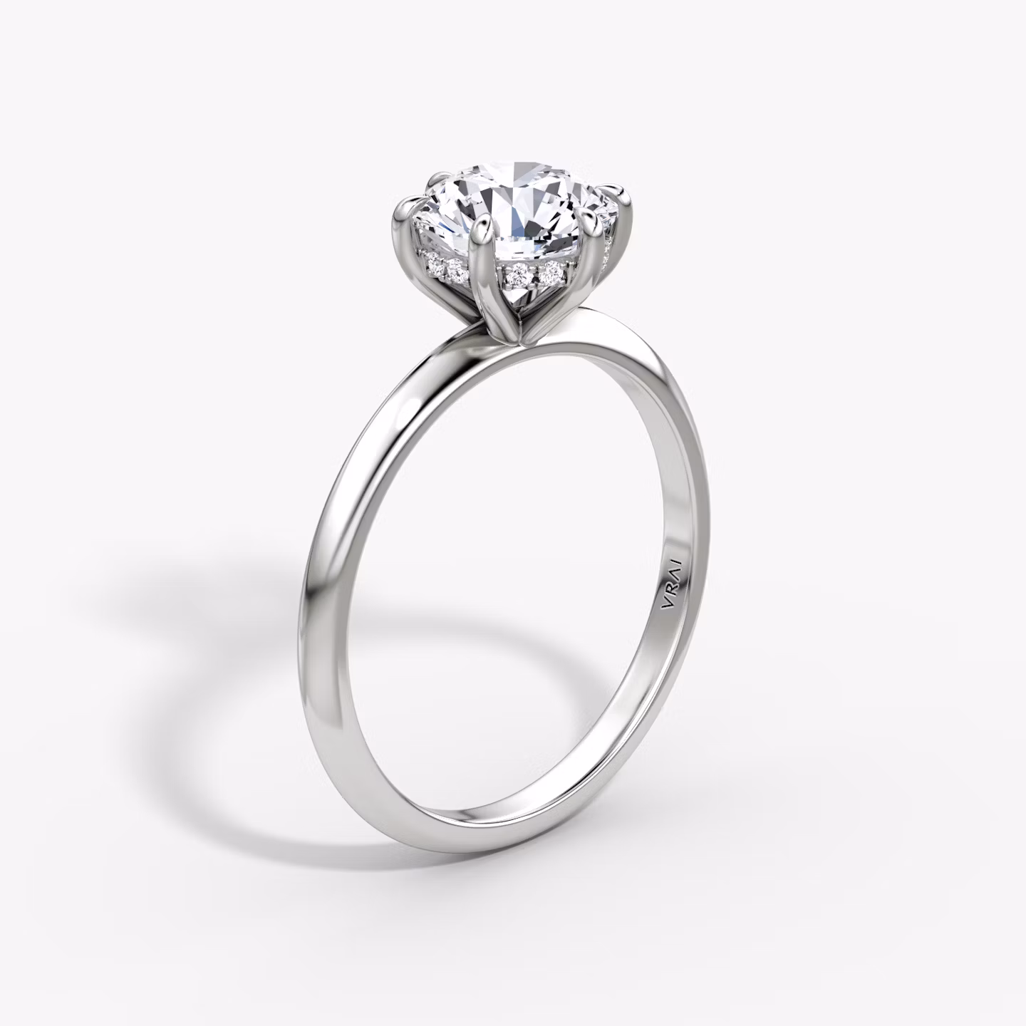 The Knife-Edge | Round Brilliant | 18k | White Gold | bandAccent: Plain | caratWeight: 1.0ct | hiddenHalo: yes | diamondOrientation: vertical