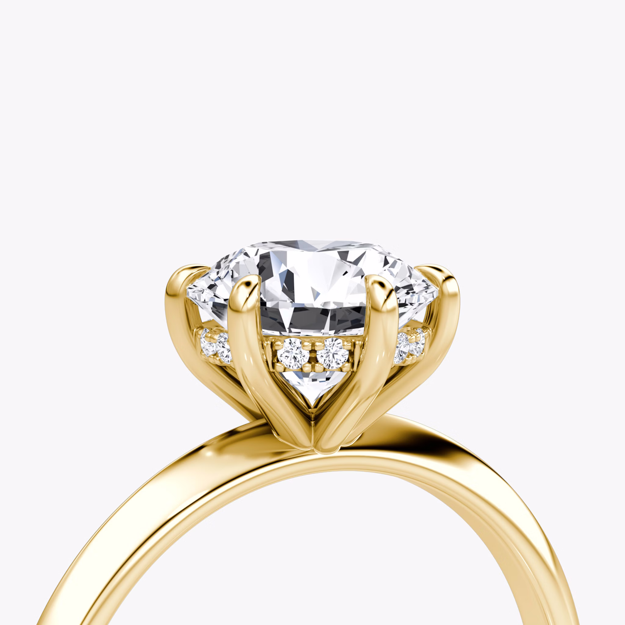 The Knife-Edge | Round Brilliant | 18k | Yellow Gold | bandAccent: Plain | caratWeight: 1.5ct | hiddenHalo: yes | diamondOrientation: vertical