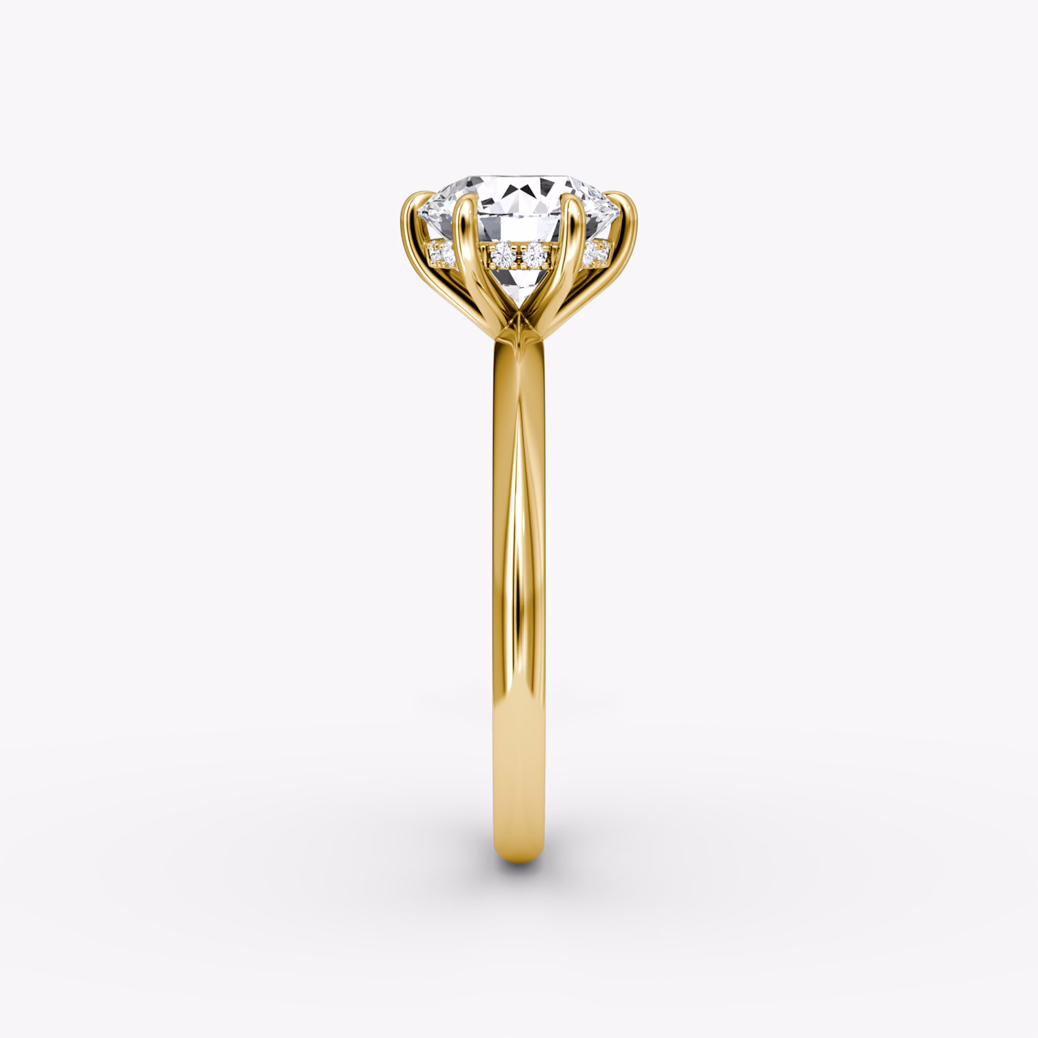 The Knife-Edge | Round Brilliant | 18k | Yellow Gold | bandAccent: Plain | caratWeight: 1.5ct | hiddenHalo: yes | diamondOrientation: vertical