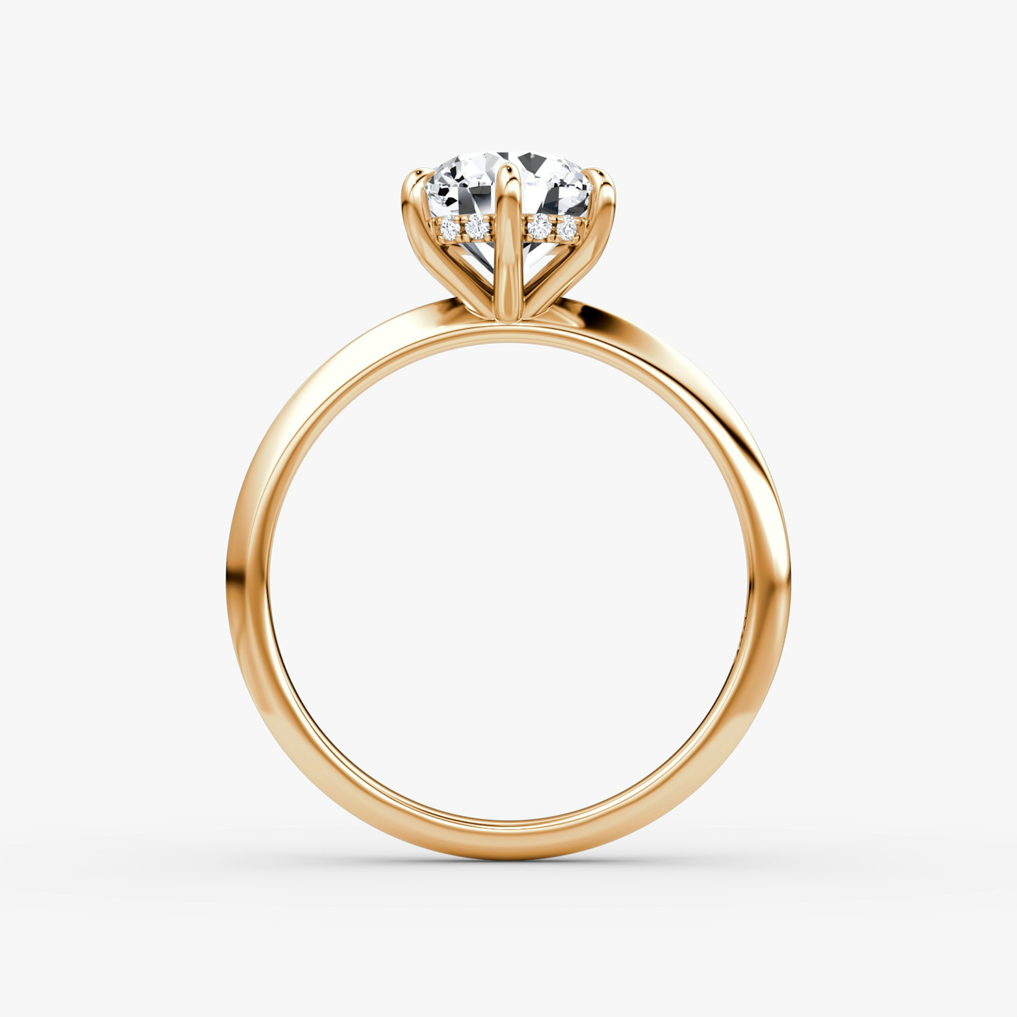 The Knife-Edge | Round Brilliant | 14k | Rose Gold | bandAccent: Plain | caratWeight: other | hiddenHalo: yes | diamondOrientation: vertical