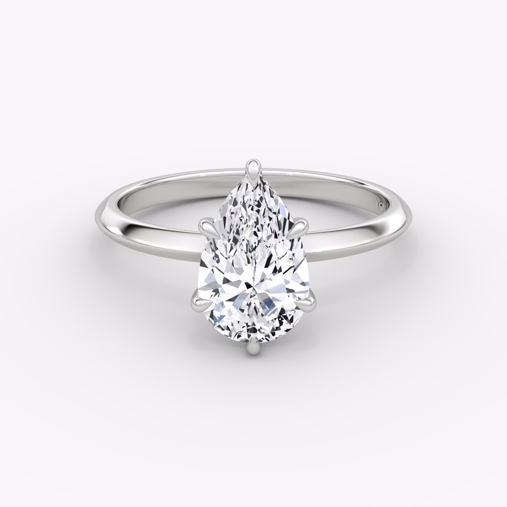 The Knife-Edge | Pear | 18k | White Gold | bandAccent: Plain | hiddenHalo: yes | diamondOrientation: vertical | caratWeight: other