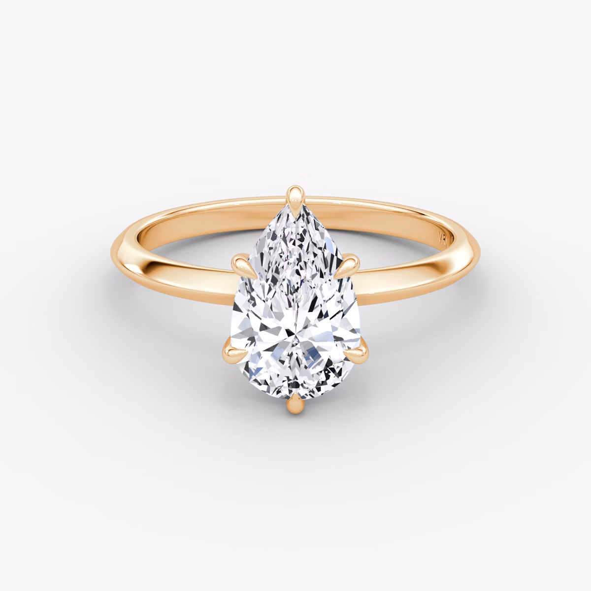 The Knife-Edge | Pear | 14k | Rose Gold | bandAccent: Plain | hiddenHalo: yes | diamondOrientation: vertical | caratWeight: other